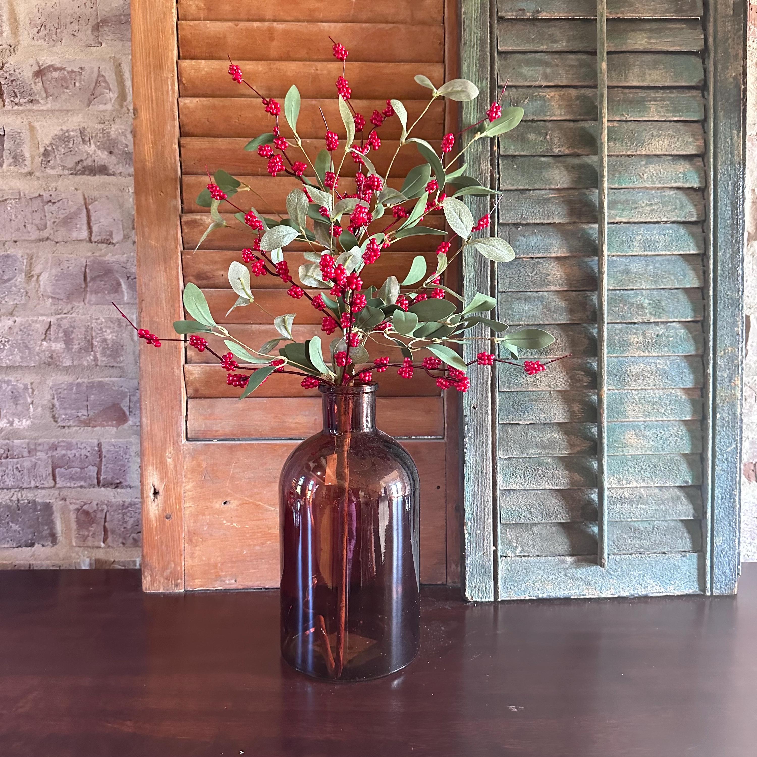 Berry Leaf Sprays Artificial Greenery Stems Decorative Berries for Wreaths Garlands Vases Holiday Floral Arrangement Christmas Berry 28 inch