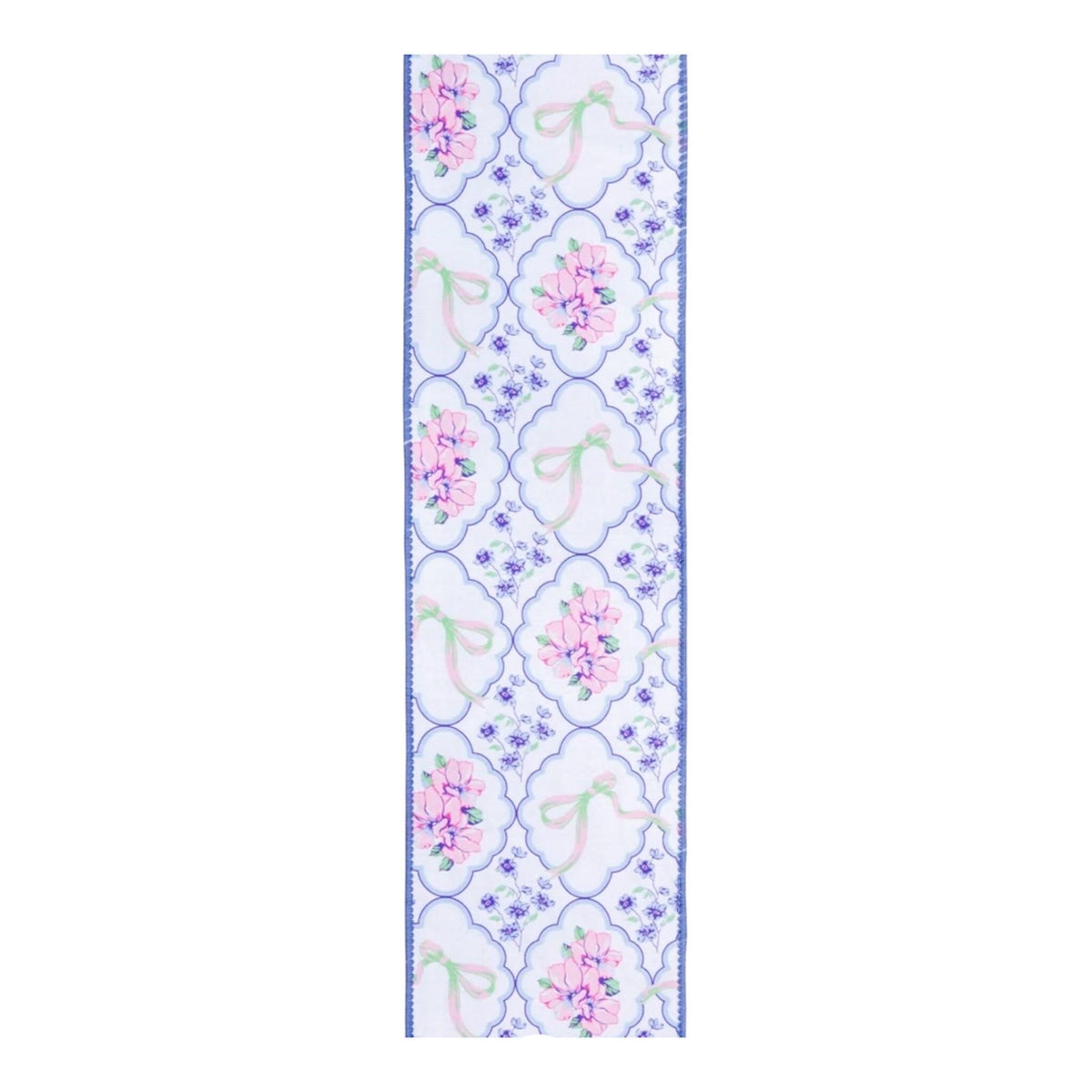 Blue Floral Bow Wired Ribbon Designer Ribbon for Wreath Making Bow Making Gift Wrapping Spring Decor 4 Inch Baby Decor