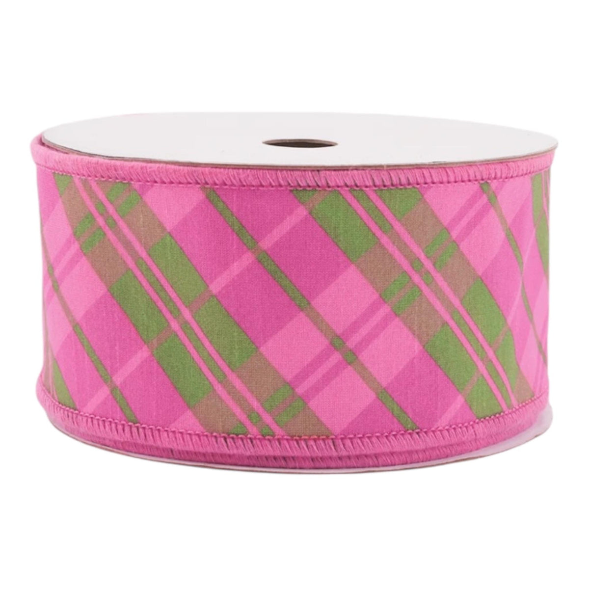 Pink Plaid Wired Ribbon for Wreath Making Designer Ribbon Bow Making Gift Wrapping Mahjong Decor 2.5 inch