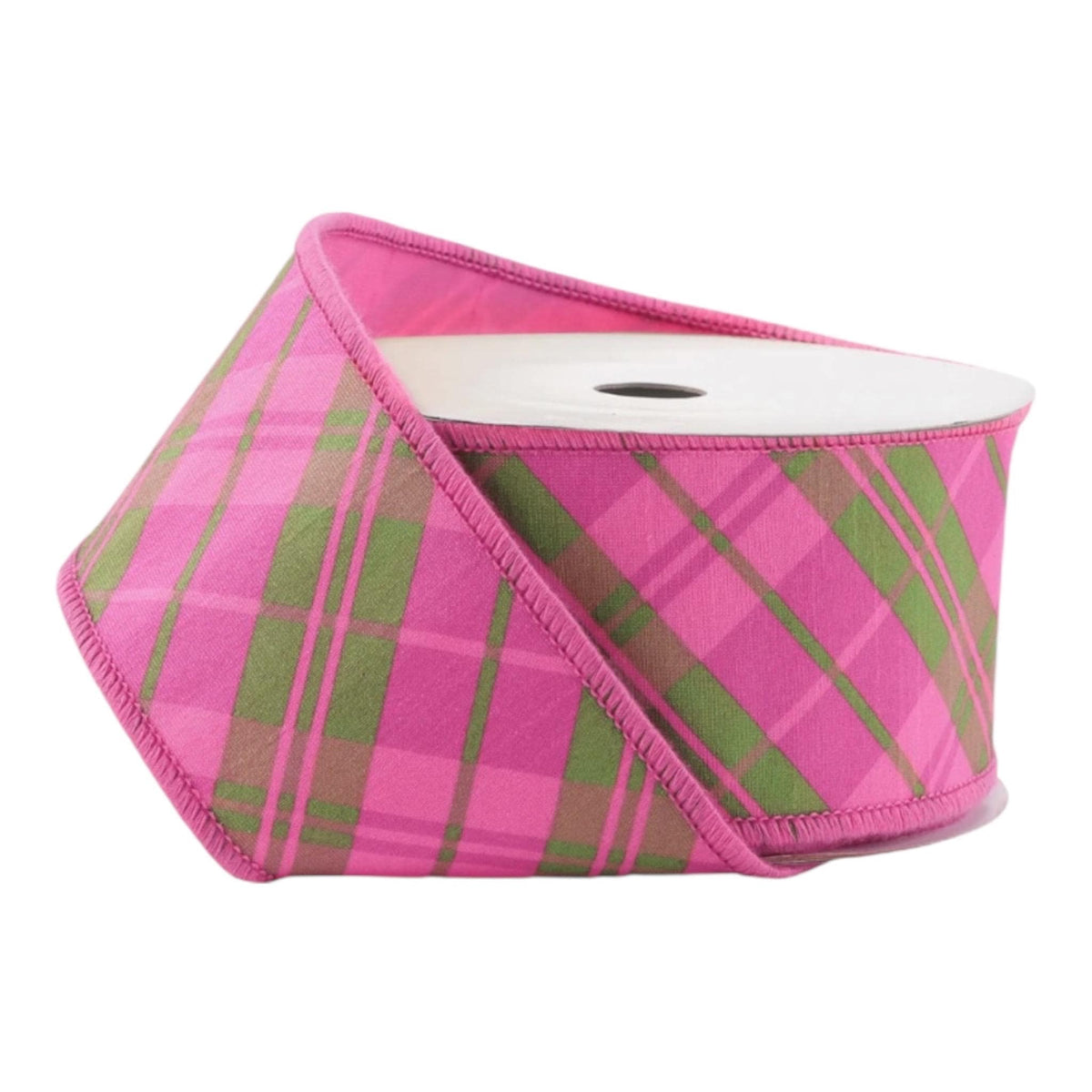 Pink Plaid Wired Ribbon for Wreath Making Designer Ribbon Bow Making Gift Wrapping Mahjong Decor 2.5 inch