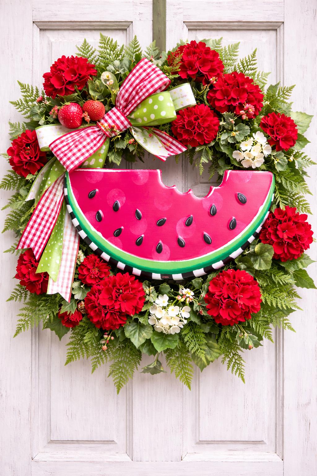 Watermelon Wall Hanging Metal Sign Summer Farmhouse Kitchen Decor Fruit Accent Red Watermelon Slice 4th of July