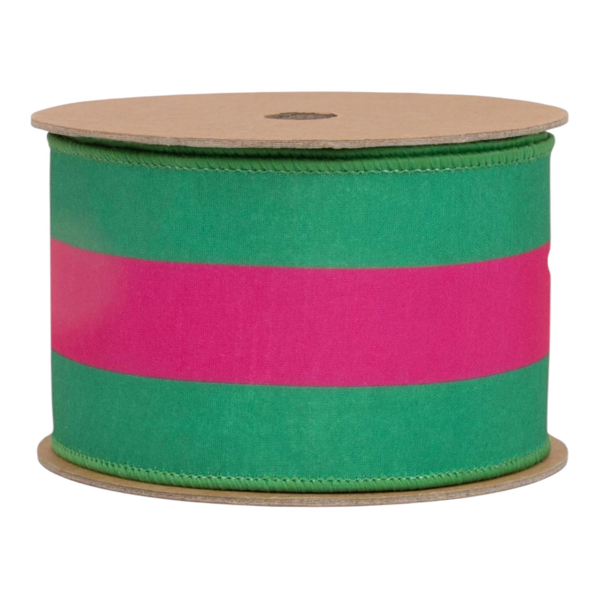 Pink Green Stripe Wired Ribbon Designer Ribbon for Wreath Making Bow Making Gift Wrapping Mahjong Decor Spring Summer Ribbon