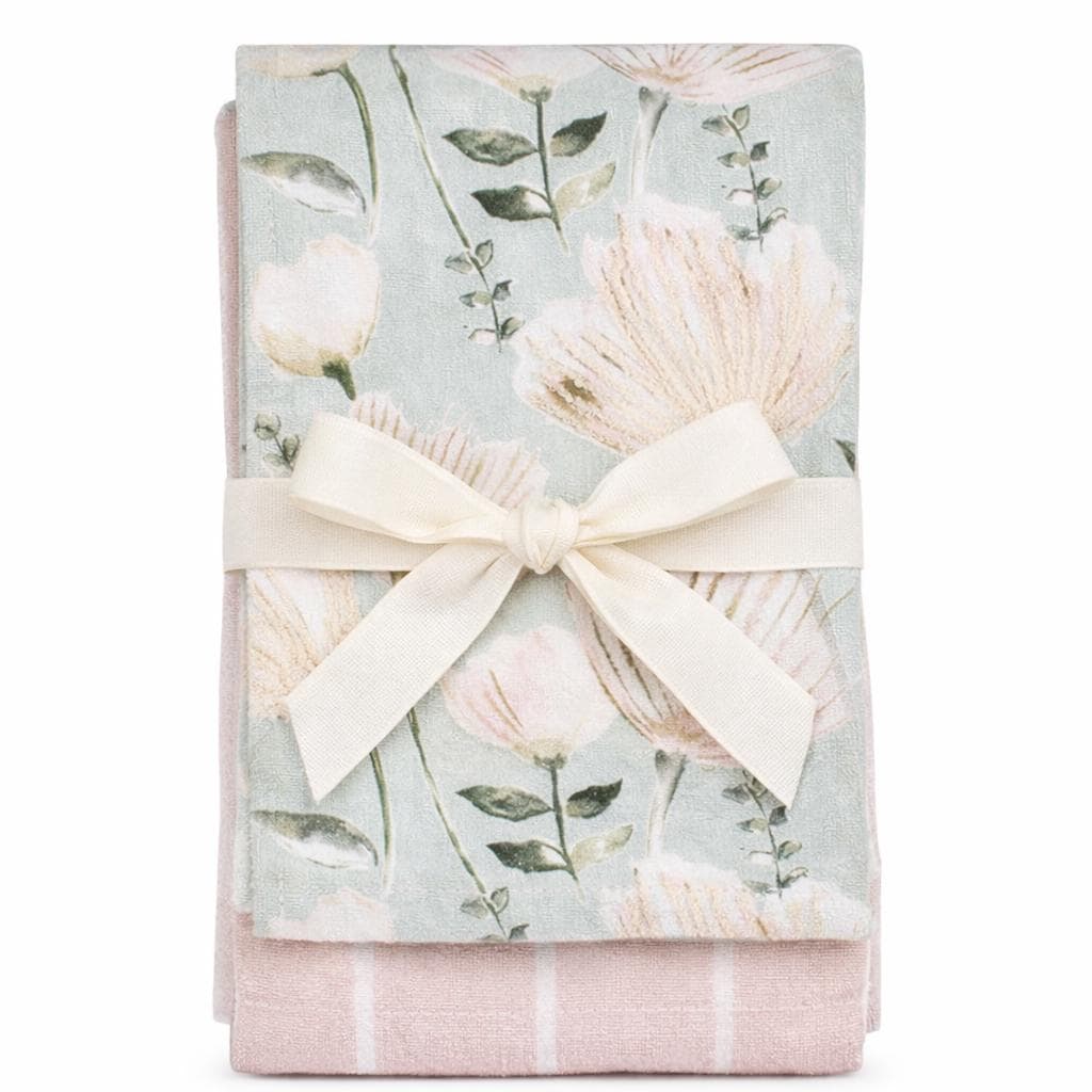 Blush Floral and Stripe Tea Towel Set