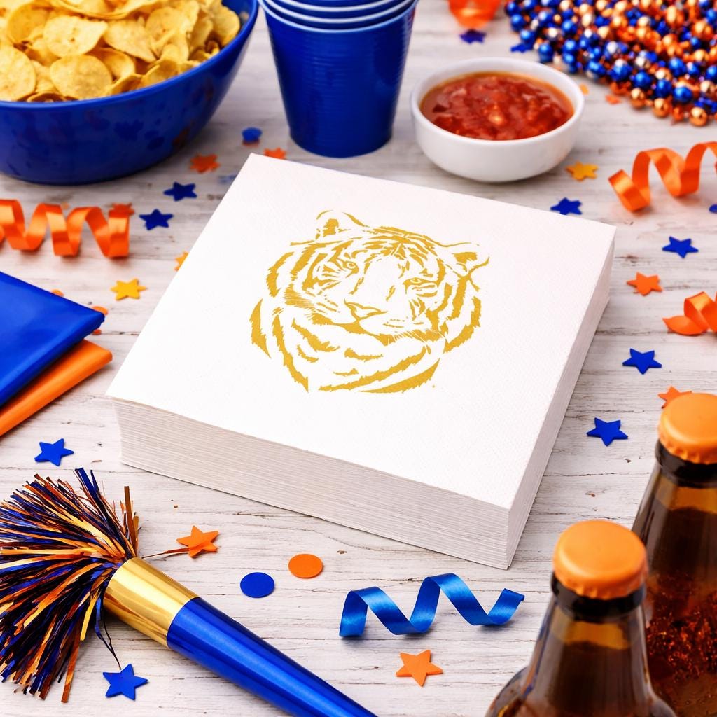Gold Tiger Cocktail Napkins | Game Day & Graduation