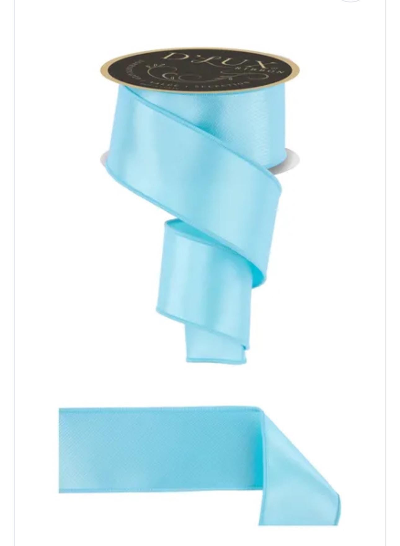 Light Blue Satin Wired Ribbon – Fused Edge Designer Ribbon