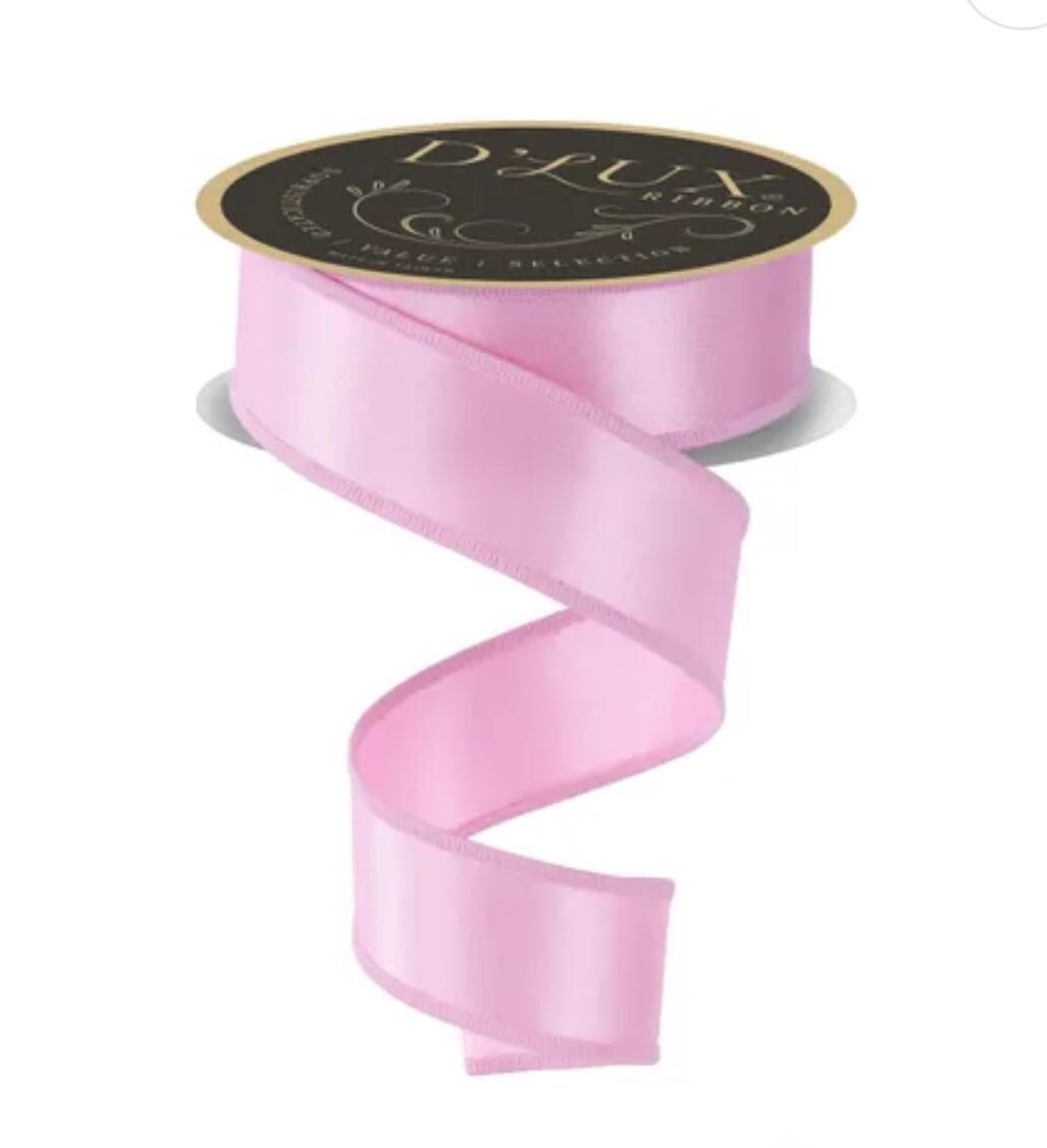 Light Pink Satin Fused Wired Ribbon Designer Ribbon for Bows