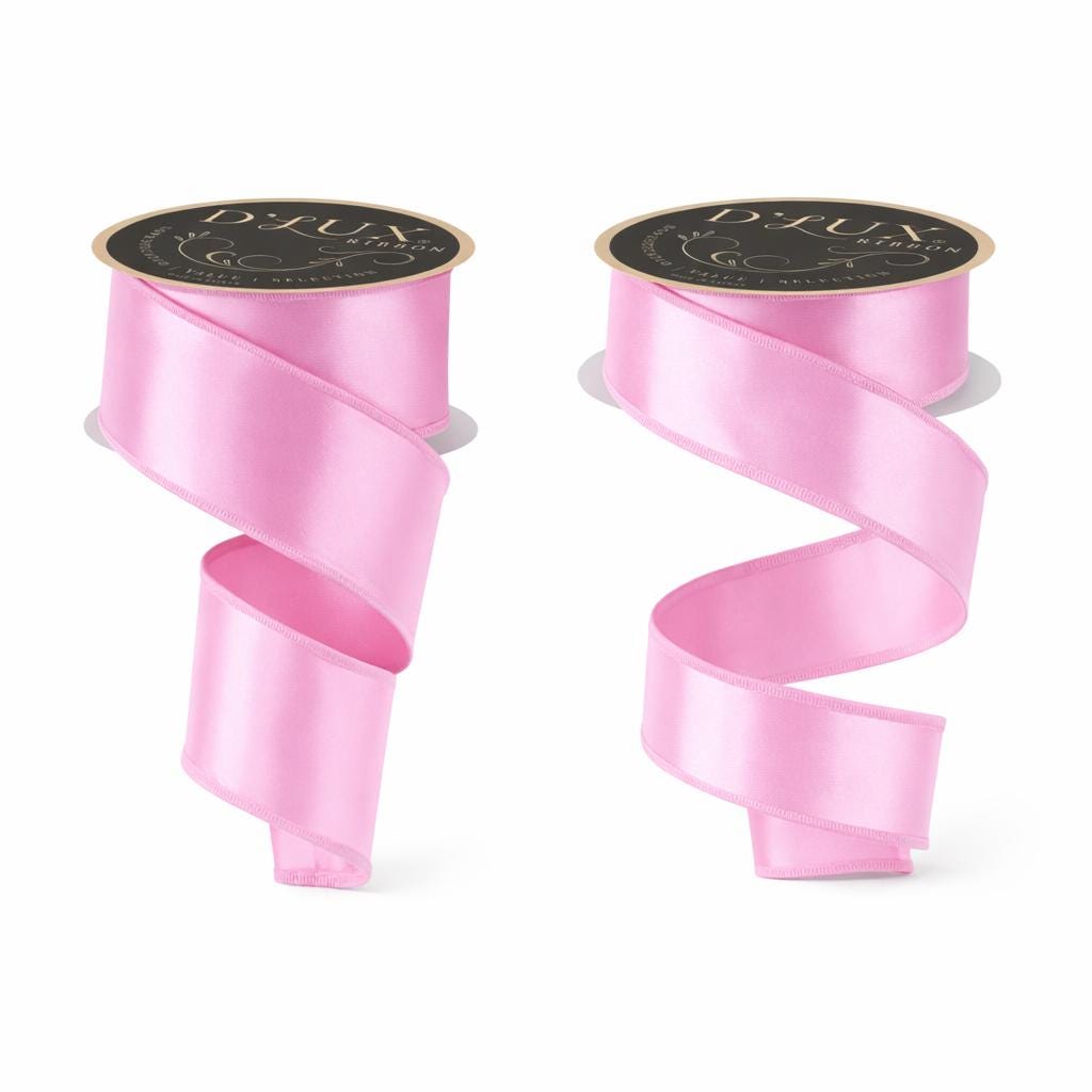 Light Pink Satin Fused Wired Ribbon Designer Ribbon for Bows