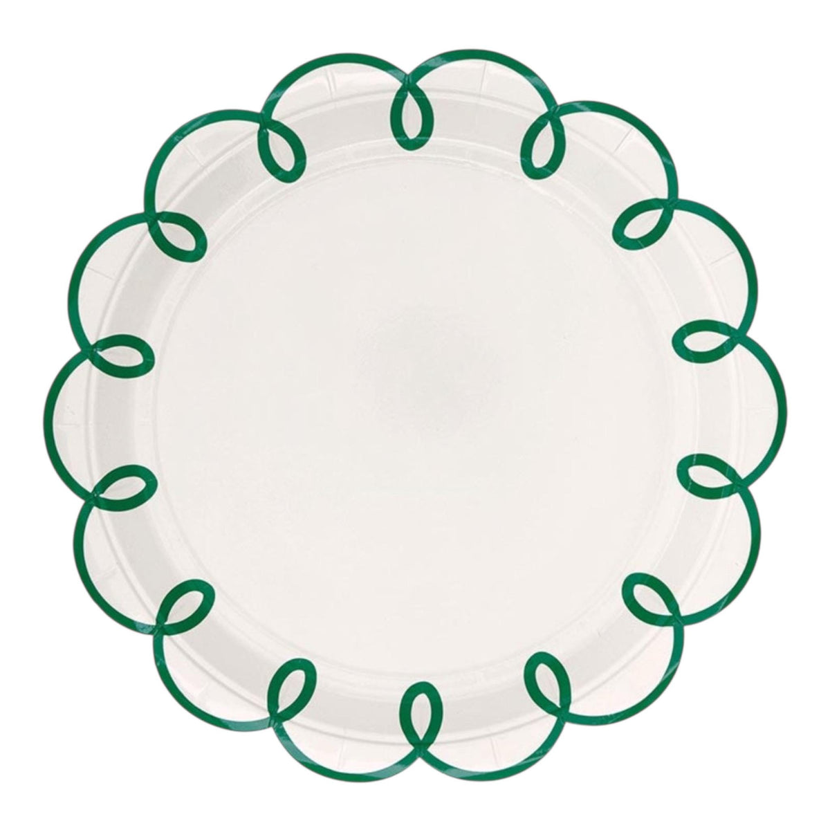 Green Scalloped Paper Plates – Preppy Party Plates for Mahjong & Entertaining
