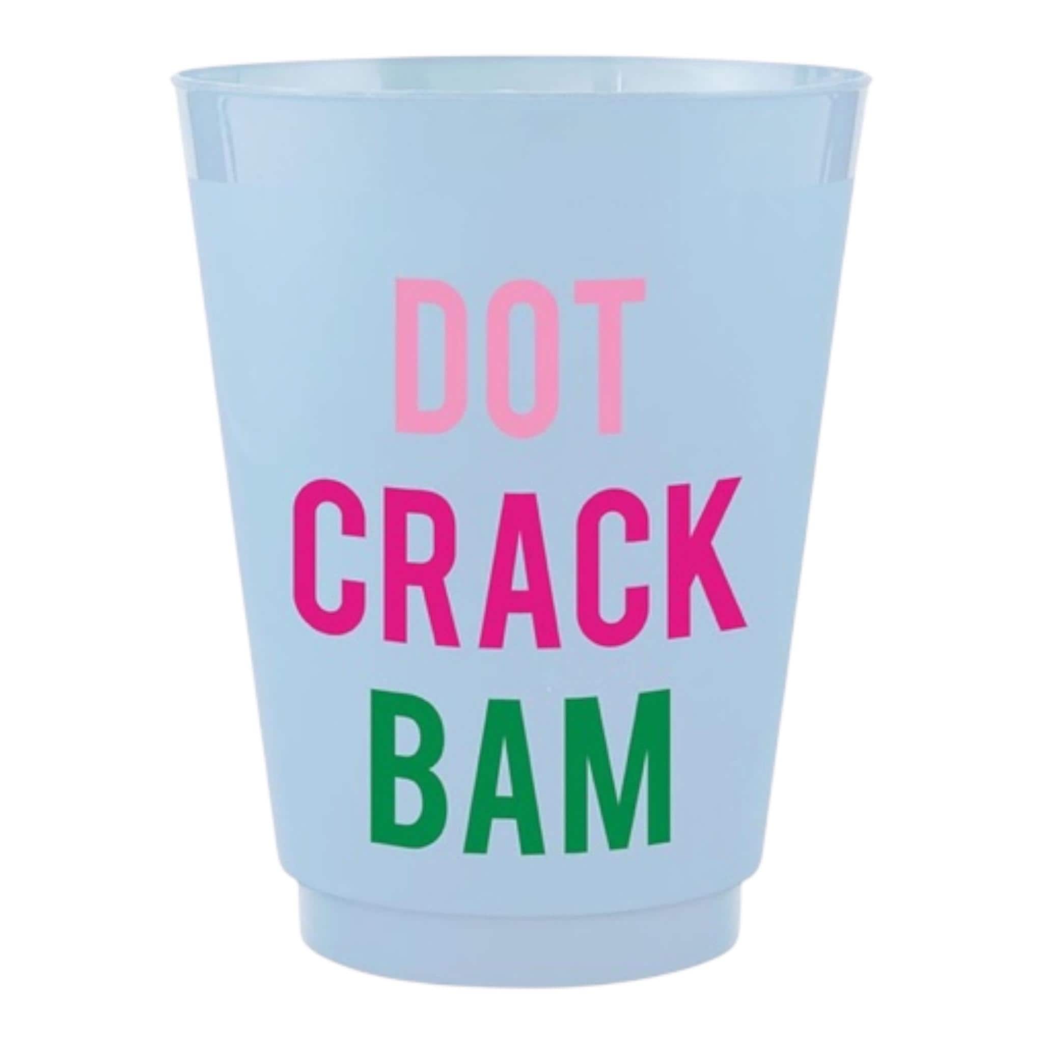 Mahjong Frosted Cups 16oz Light Blue, Dot Crack Bam Party Cups Set of 8, Mahjong Party Drinkware Gift