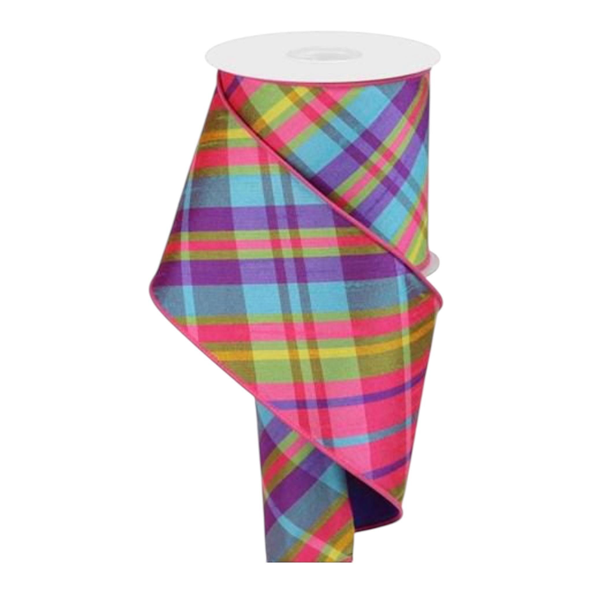 Multi-Color Plaid Spring Ribbon - 4" x 10 yds