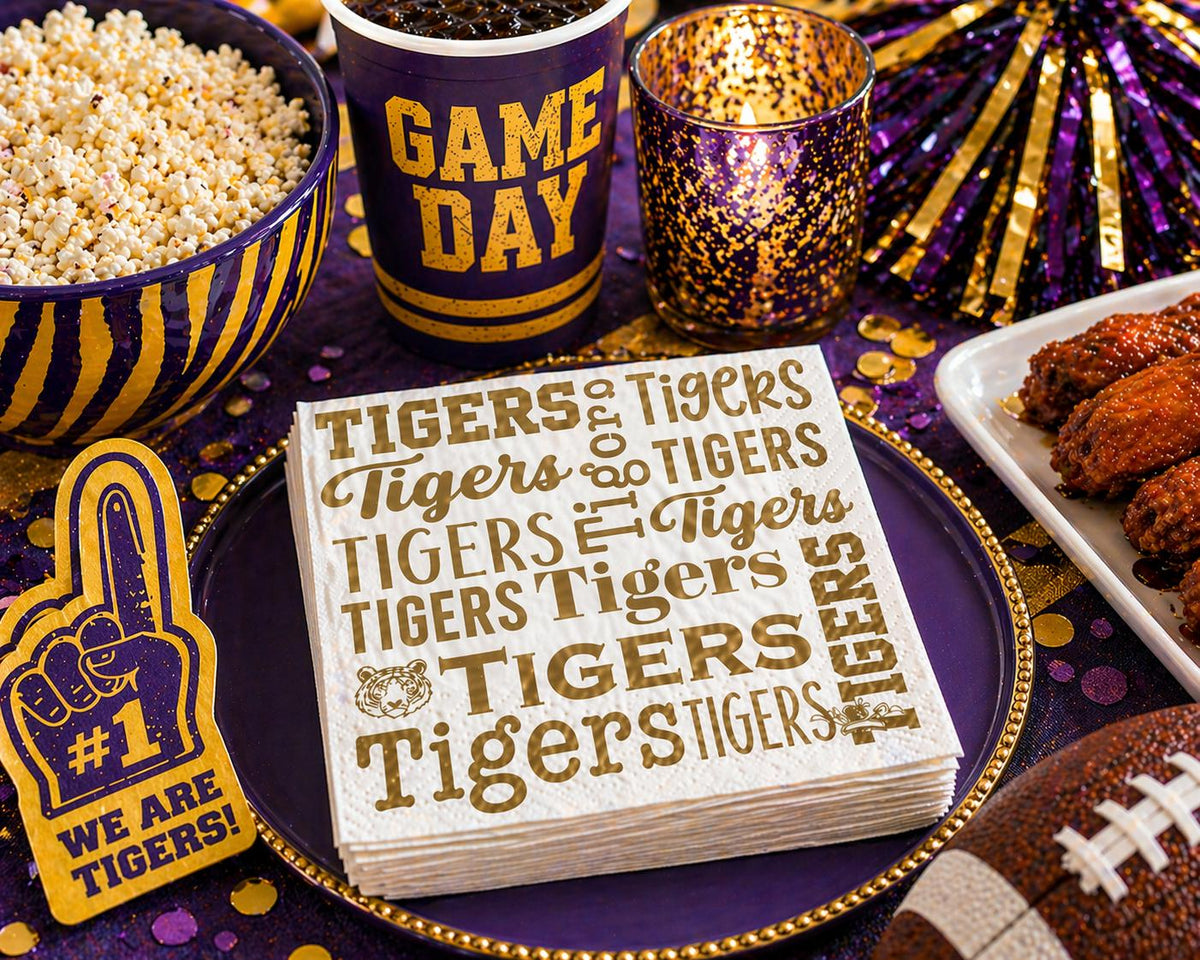 Gold Tigers Cocktail Napkins | Game Day Napkins