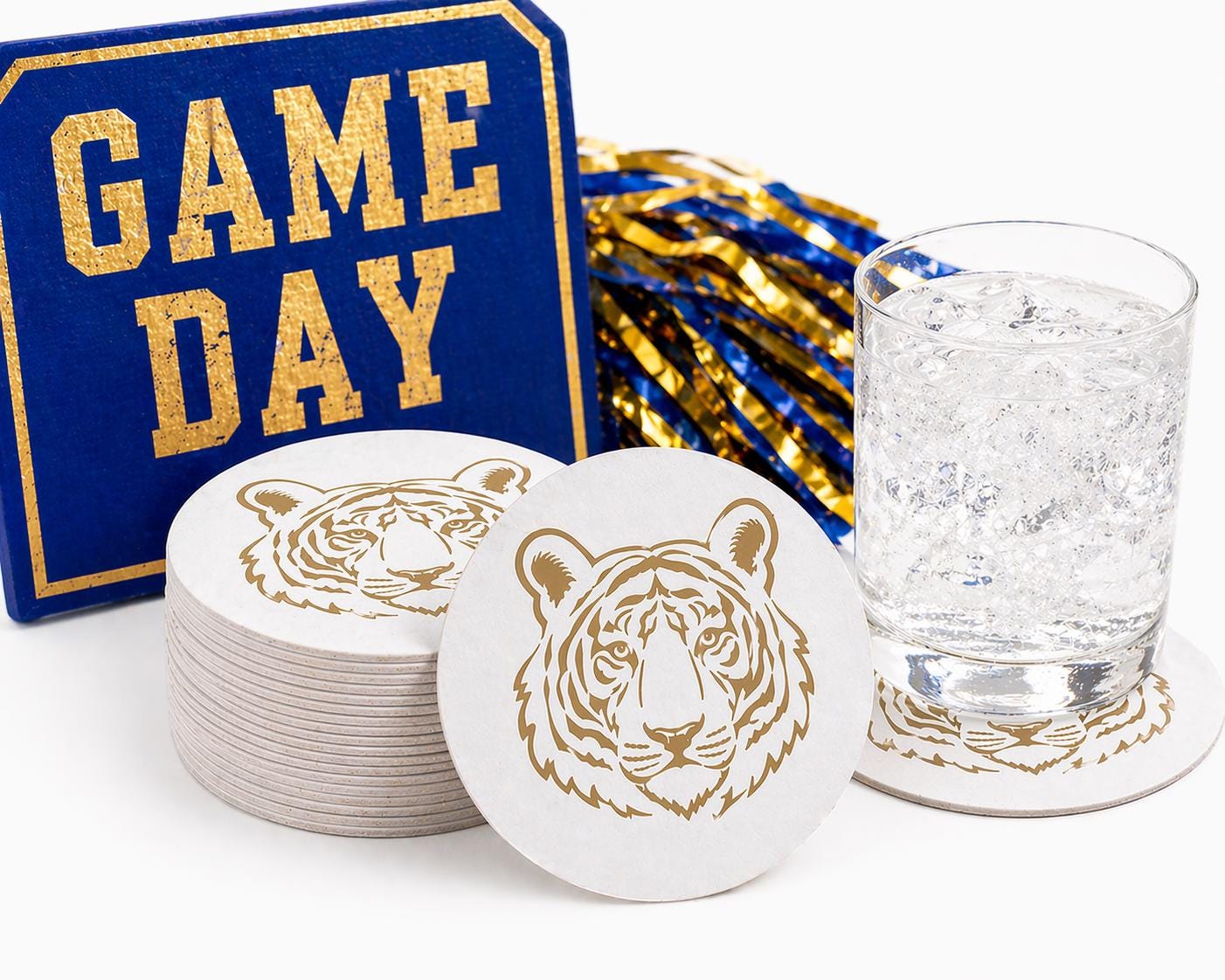 Tiger Reversible Paper Coasters – Set of 20 Double-Sided 4" x 4"