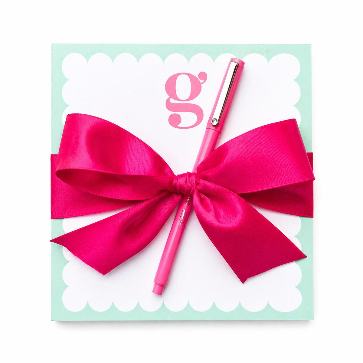 Monogram Notepad Gift Set with Pen Initial Stationery Gift Preppy Desk Gift Hostess Gift Teacher Gift Ready to Gift
