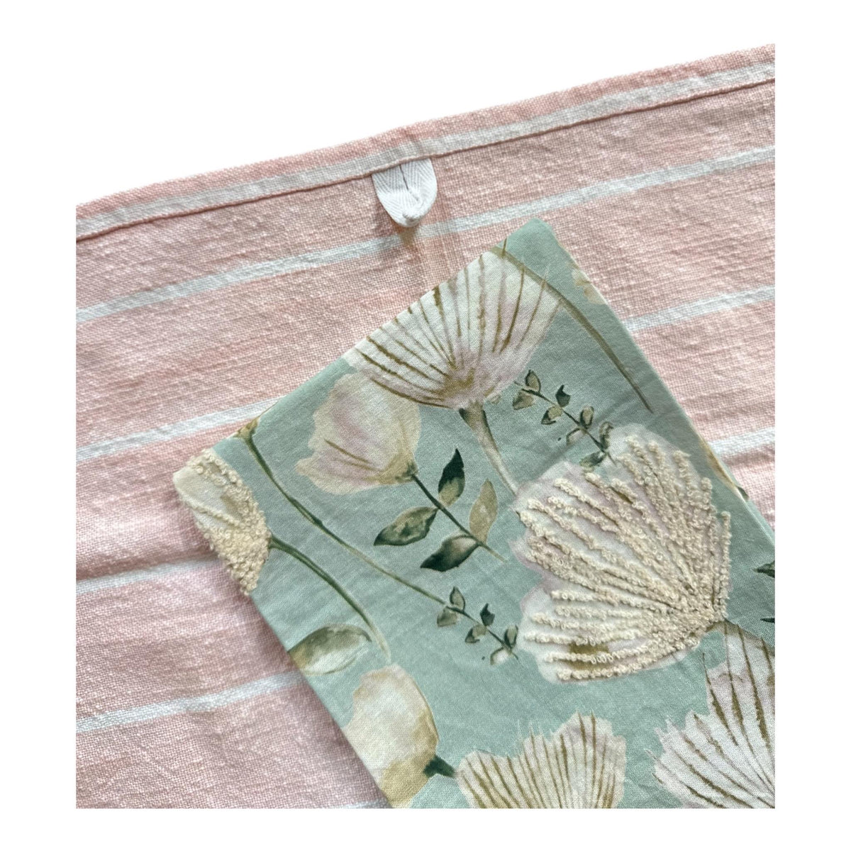 Blush Floral Kitchen Towel Gift Set Pink Stripe Tea Towels Cottage Kitchen Decor Housewarming Gift Cotton Linen Towels Spring Kitchen Set
