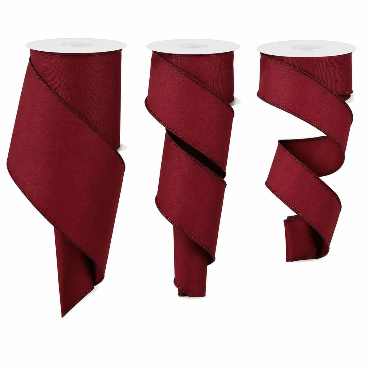 Burgundy Wired Ribbon, Maroon Solid Color Ribbon for Wreaths, Bows, Gift Wrapping, Floral Arrangements, Christmas Ribbon Holiday Decor