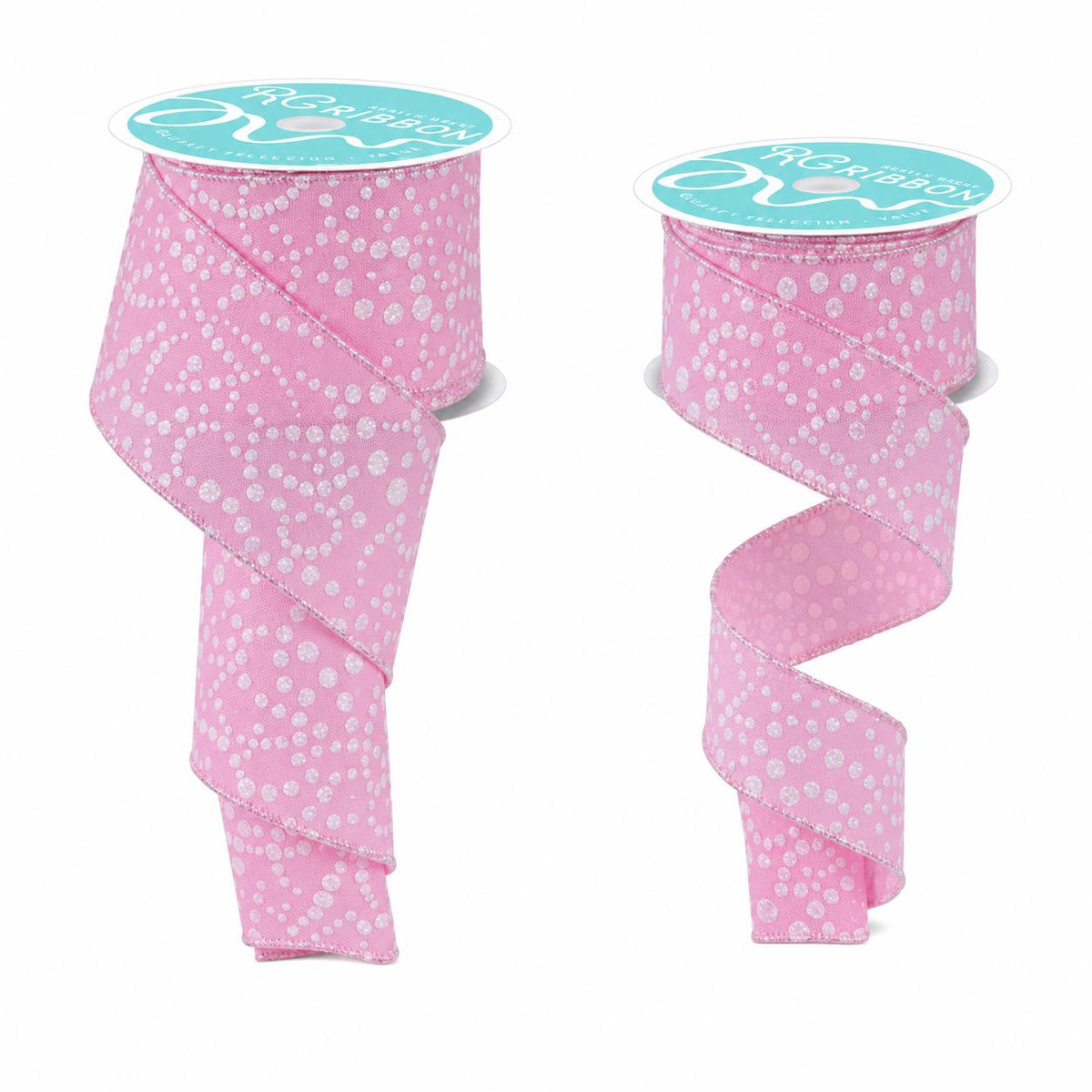 Pink Glitter Dot Christmas Ribbon White Sparkle Ribbon for Wreaths Bows Baby Shower Candy Theme Crafts