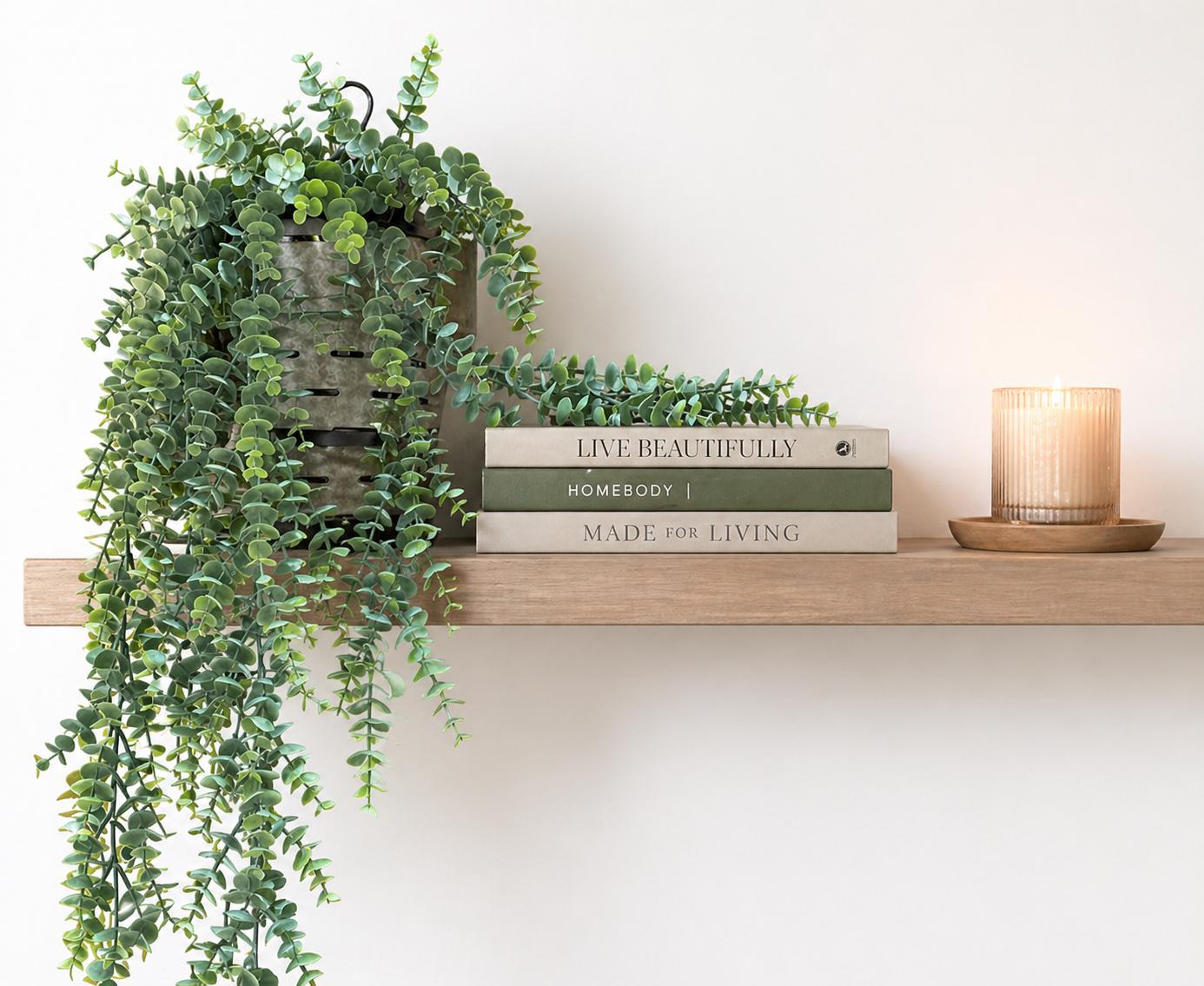 Hanging Eucalyptus Greenery Artificial Bush Fake Plant Shelf Decor Mantel Decor Trailing Faux Greenery for Bookcase Basket