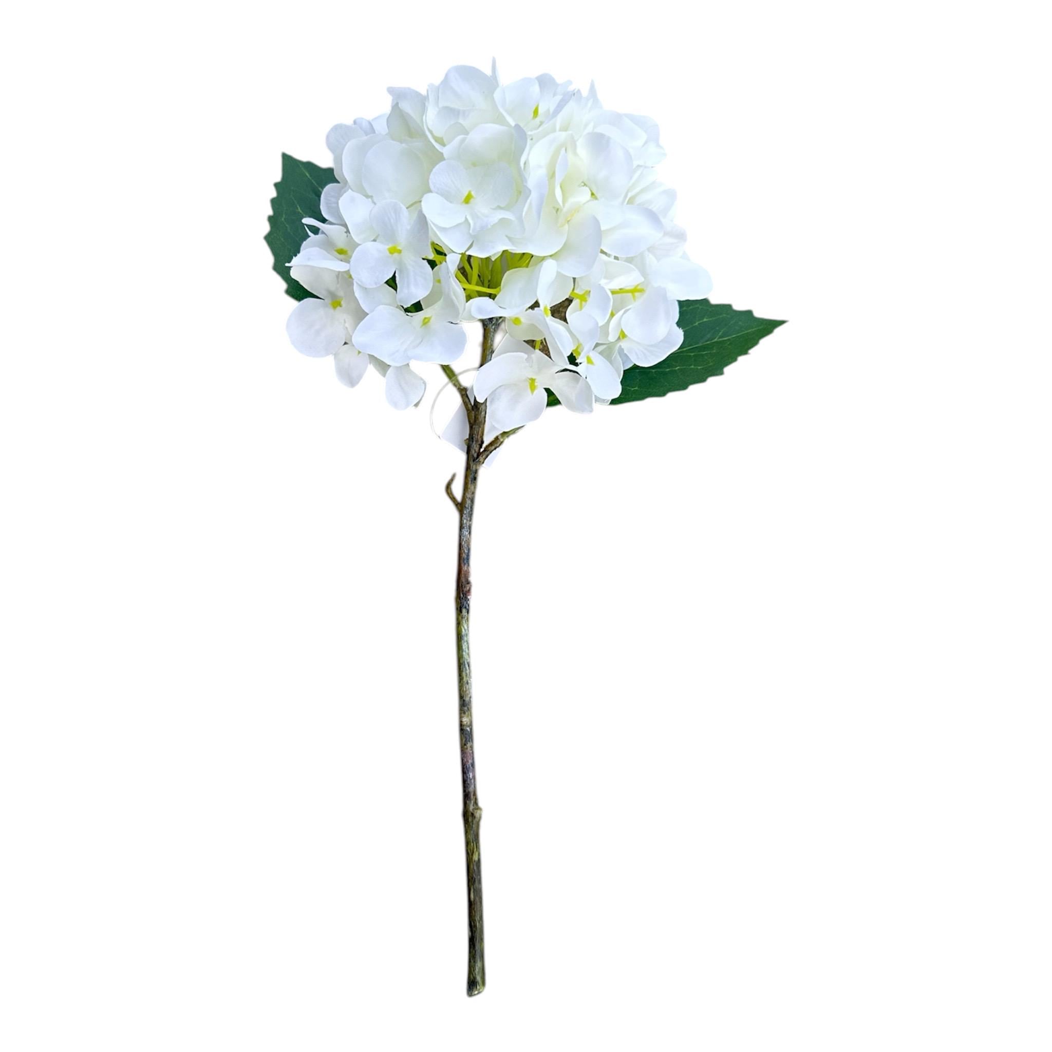 White Hydrangea Stem 18 Inch Faux Hydrangea Flower – Realistic Artificial Floral for Home Decor and Weddings