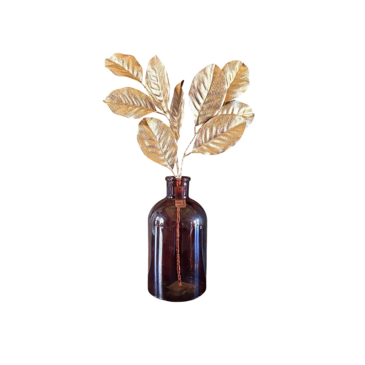 Gold Magnolia Leaf Spray | Metallic Christmas Floral Stem