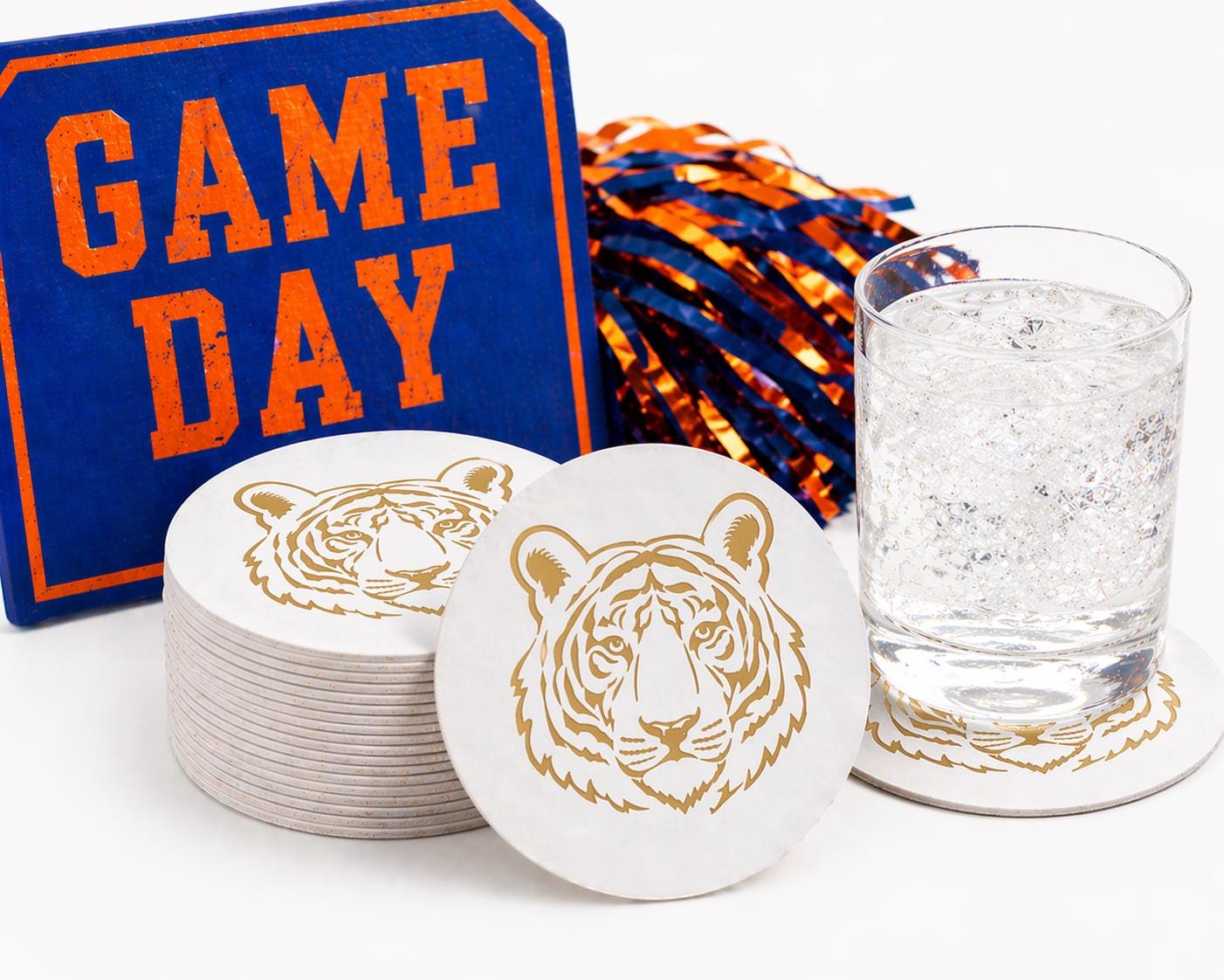 Tiger Reversible Paper Coasters – Set of 20 Double-Sided 4" x 4"