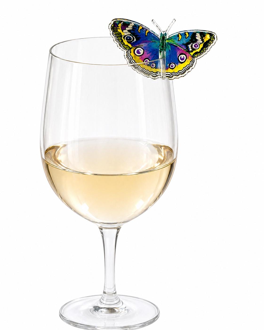 Butterfly Acrylic Drink Clips Set of 6 Reusable Wine Glass Markers for Entertaining