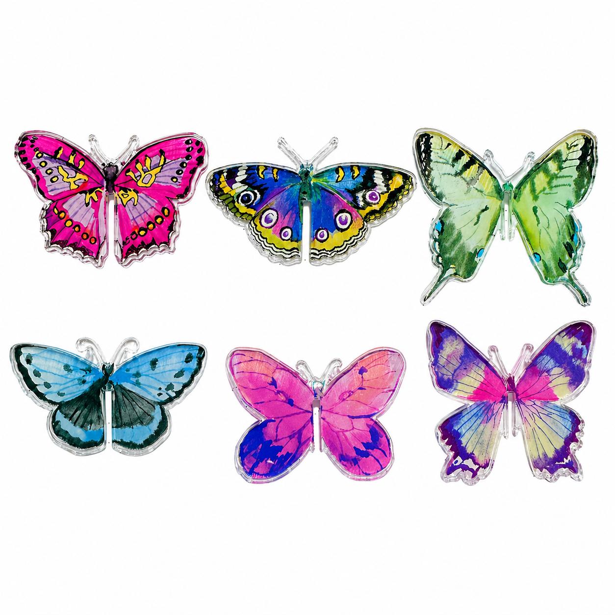Butterfly Acrylic Drink Clips Set of 6 Reusable Wine Glass Markers for Entertaining