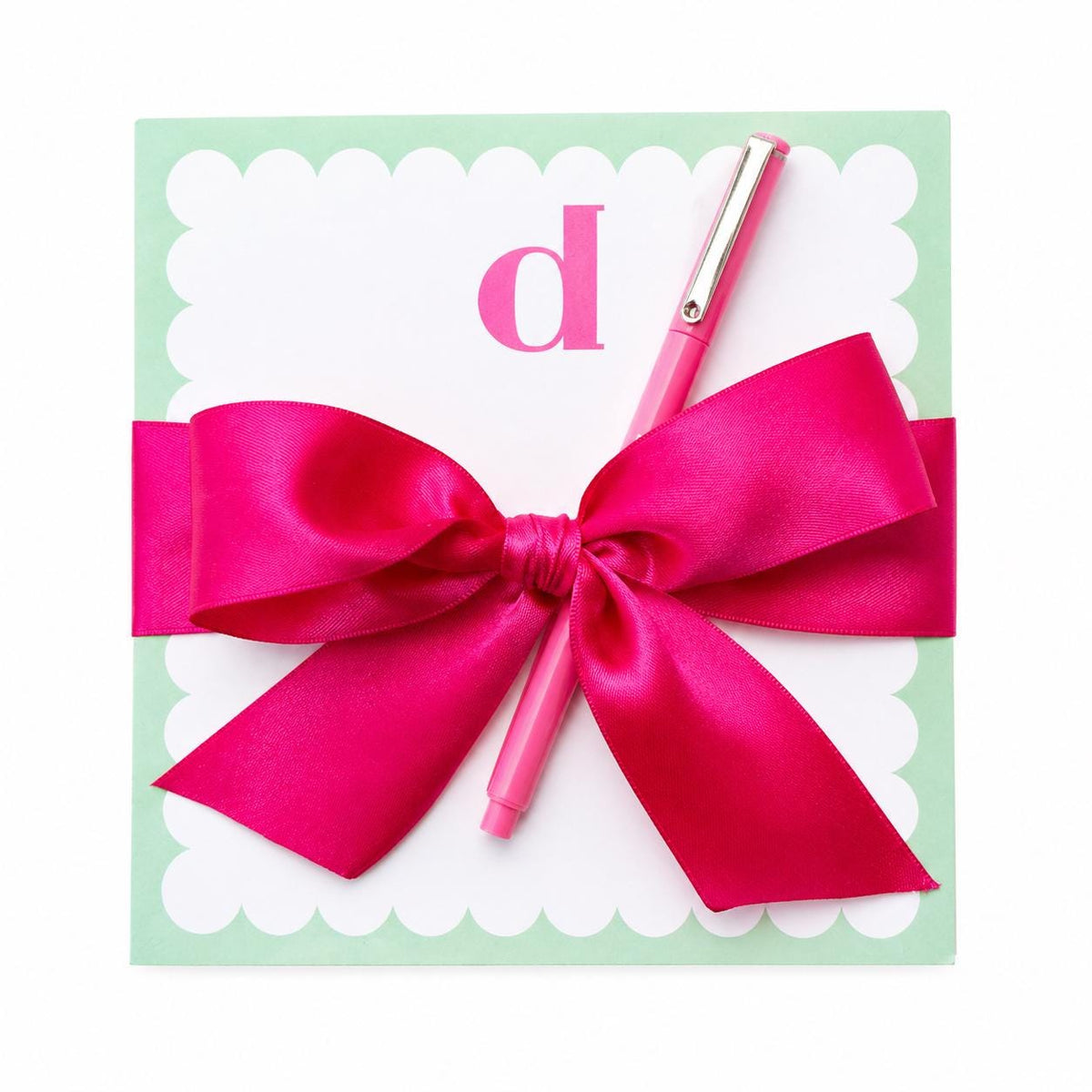 Monogram Notepad Gift Set with Pen Initial Stationery Gift Preppy Desk Gift Hostess Gift Teacher Gift Ready to Gift