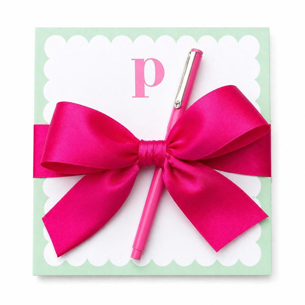 Monogram Notepad Gift Set with Pen Initial Stationery Gift Preppy Desk Gift Hostess Gift Teacher Gift Ready to Gift