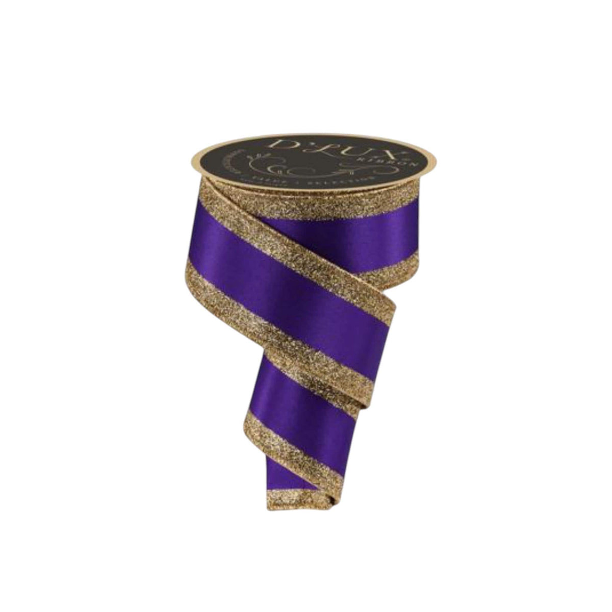 Purple and Gold Wired Ribbon Satin with Glitter Edge Mardi Gras Ribbon for Wreaths Bows Party Decor Gift Wrapping Designer Ribbon