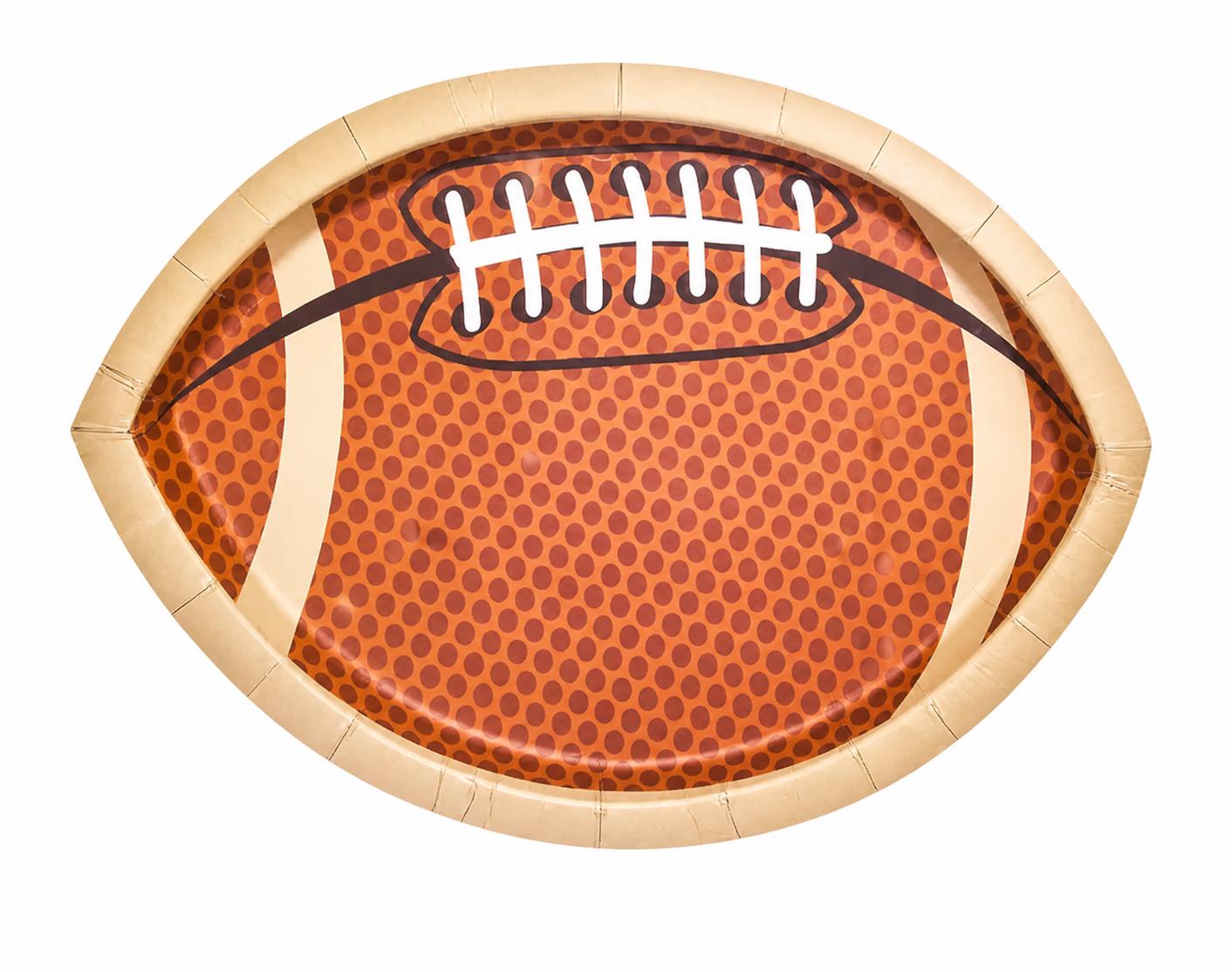 Football Shaped Paper Plates Set of 16 | Game Day Party Plates for Tailgates & Football Parties