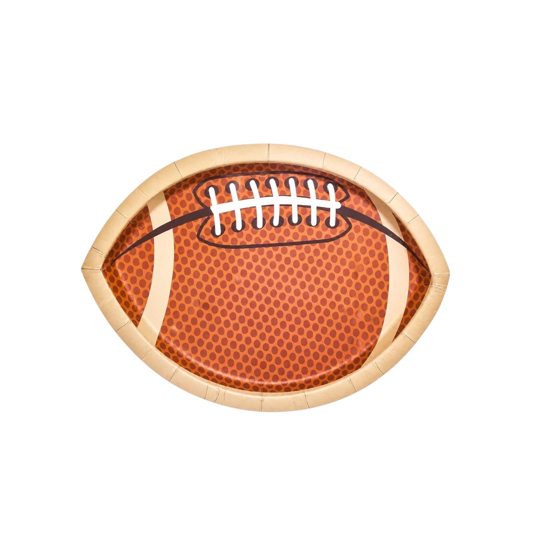 Football Shaped Paper Plates Set of 16 | Game Day Party Plates for Tailgates & Football Parties
