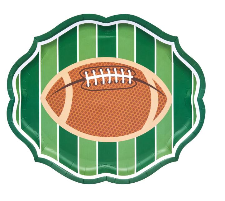 Football Shaped Paper Plates Set of 16 | Game Day Party Plates for Tailgates & Football Parties