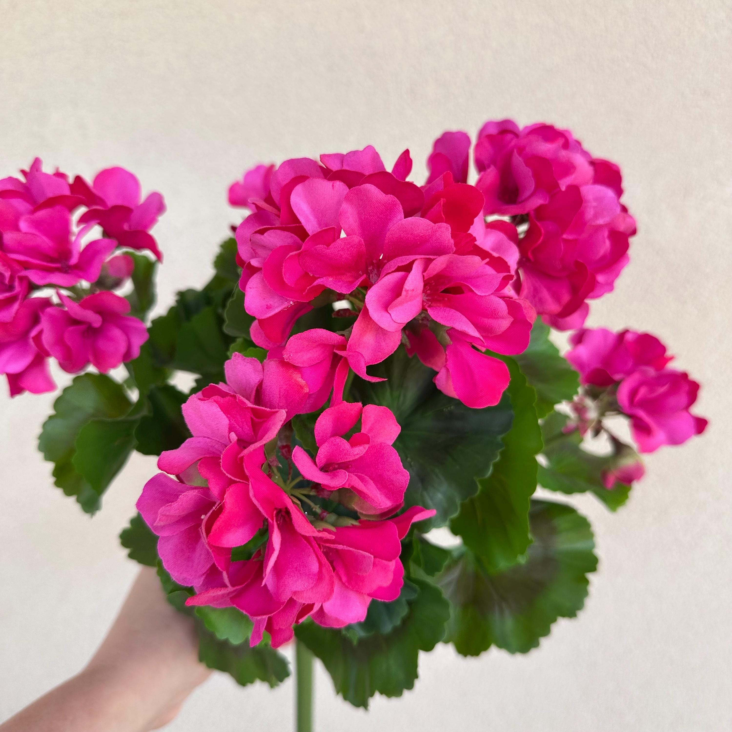 UV Faux Geranium Bush & Stem | Outdoor Artificial Geranium Flowers for Planters, Front Porch Pots & Outdoor Decor