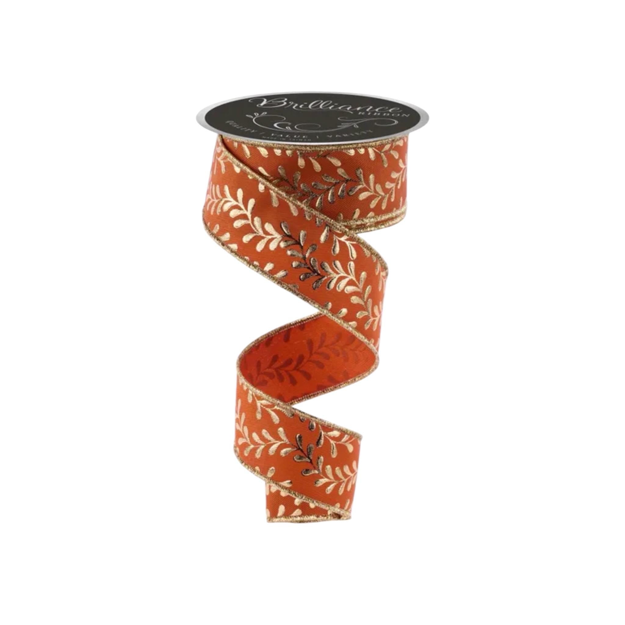 Orange Fall Leaf Ribbon Wired Edge Ribbon Autumn Ribbon Thanksgiving Ribbon Wreath Ribbon Bow Making Ribbon Craft Supply 10 Yard Roll