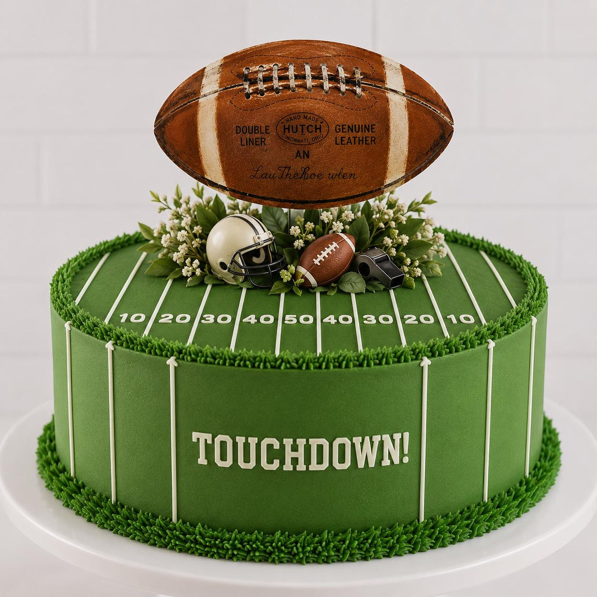 Vintage Football Acrylic Cake Topper | Game Day Party Decor