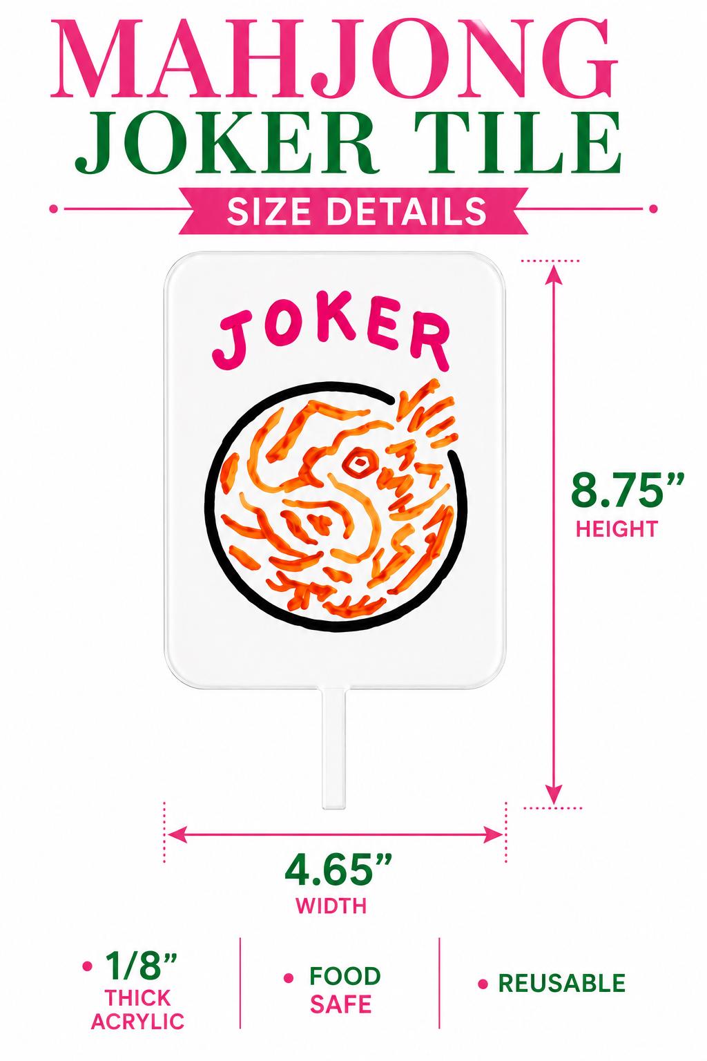 Mahjong Joker Tile Acrylic Cake Topper Mahjong Party Decor Mahjong Birthday Cake Topper Mahjong Queen Party Reusable Acrylic Topper