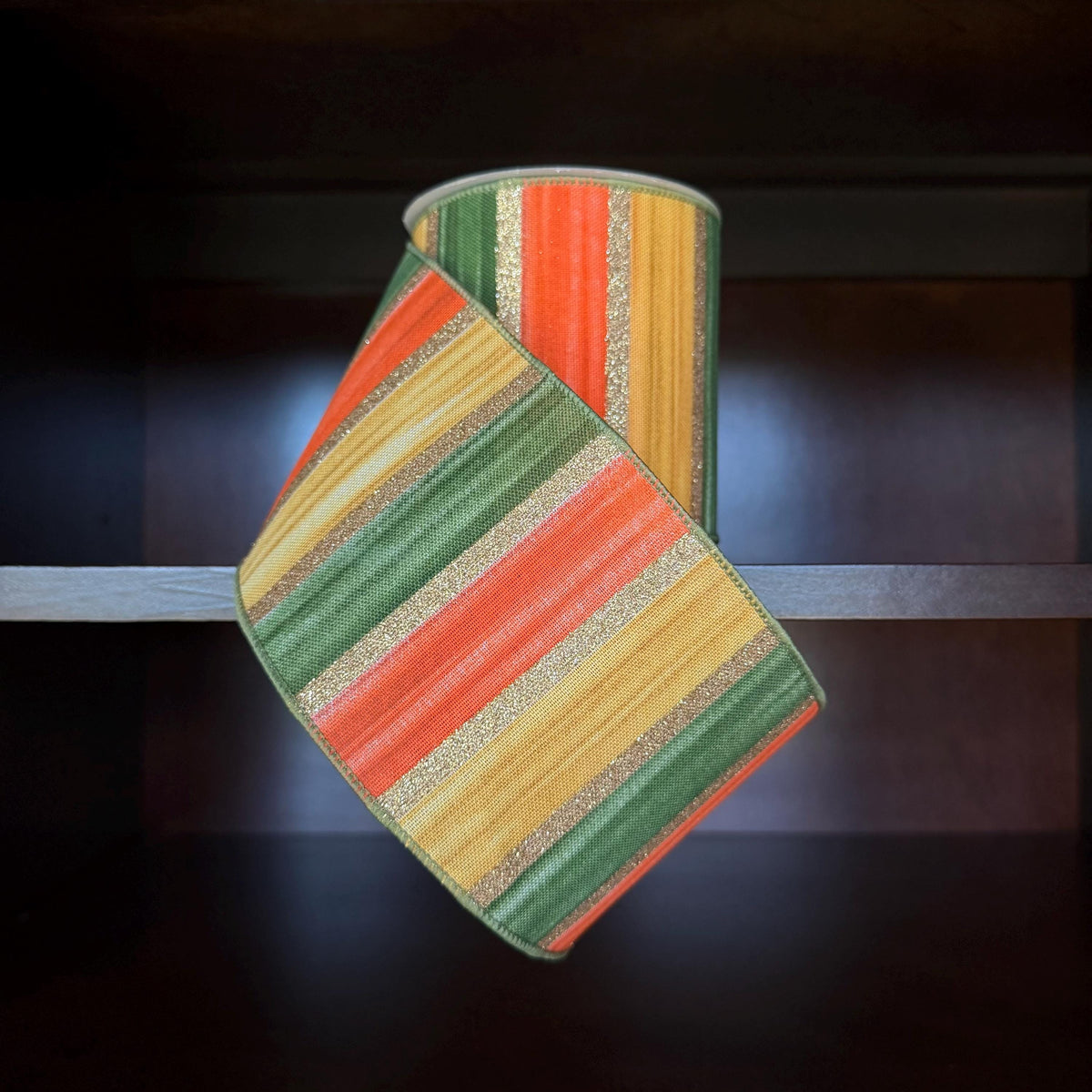 Fall Ribbon | Watercolor Stripe Wired Wreath Ribbon for Bows & Autumn Decor