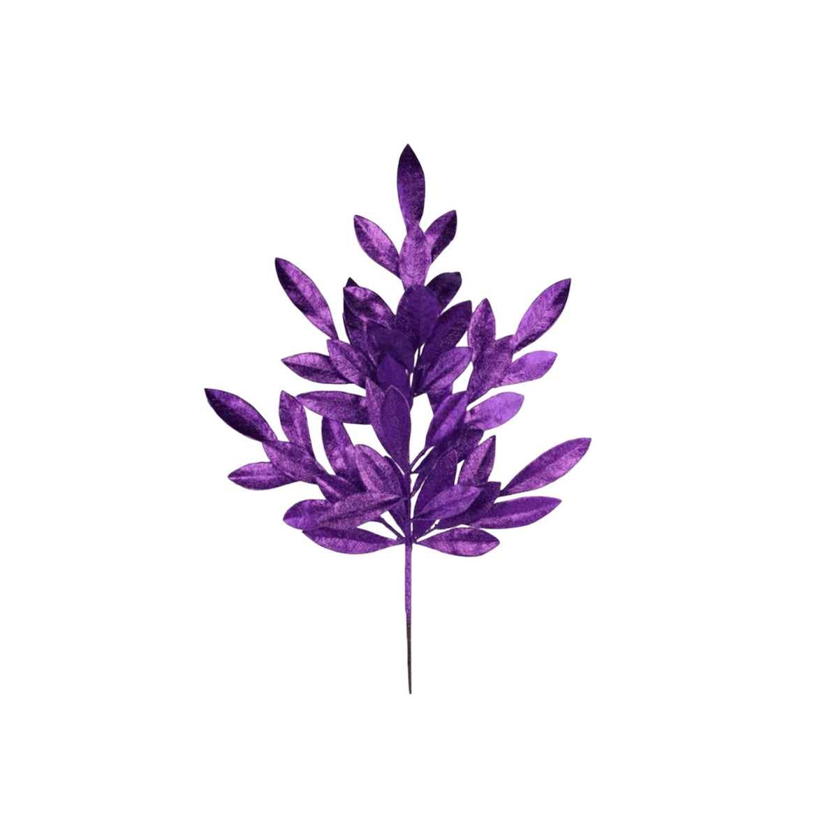 Purple Glitter Leaf Spray Floral Pick Mardi Gras Decor Halloween Christmas Tree Wreath Floral Stem