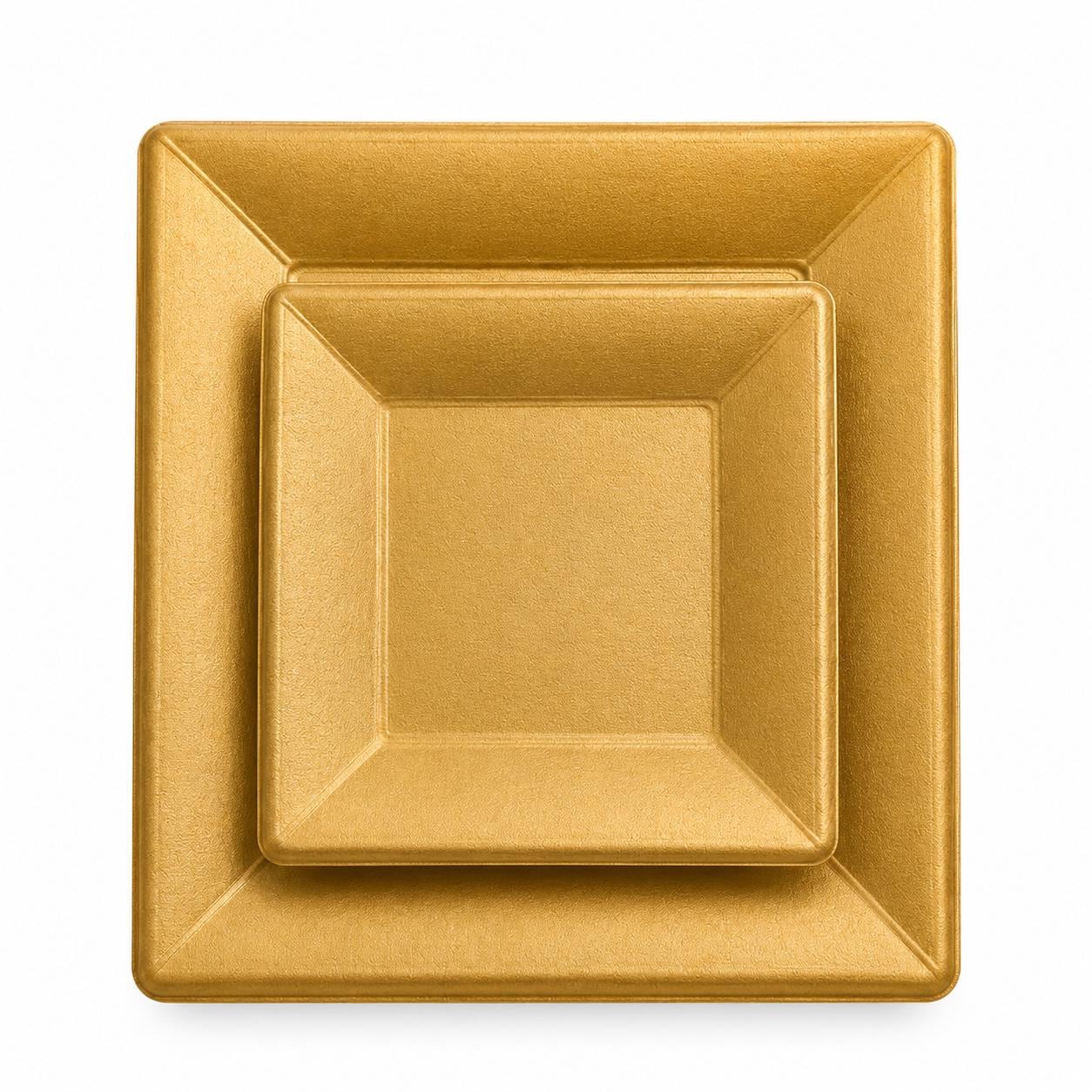 Gold Square Plate Set Disposable Dinner Plates & Dessert Plates Wedding Party Plates Bridal Shower Birthday Holiday Entertaining