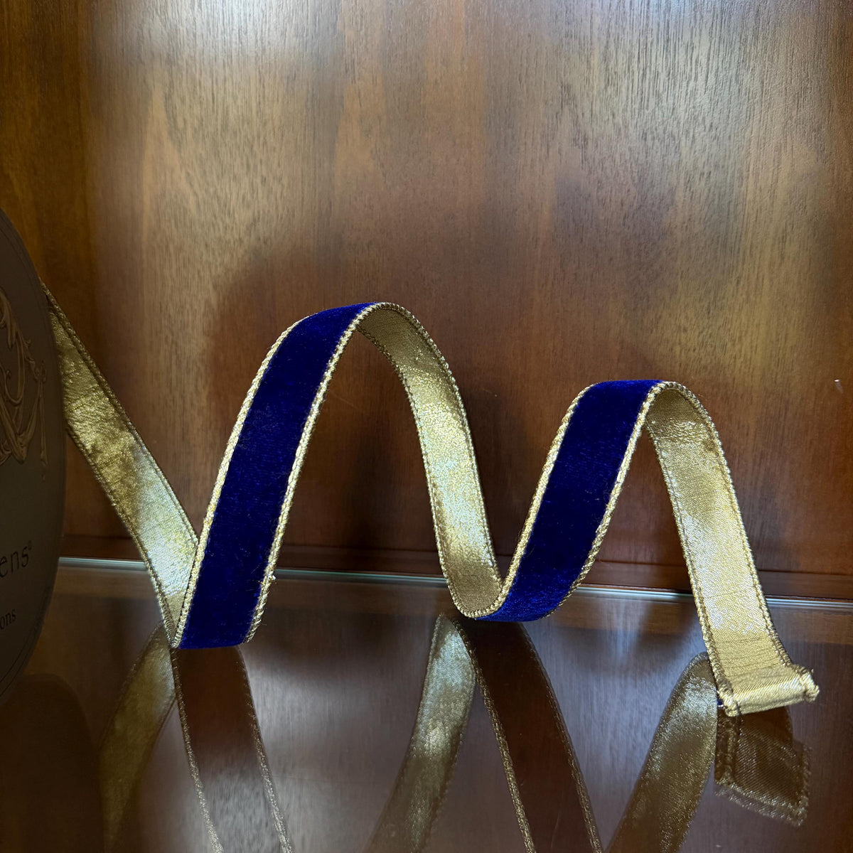 Blue Velvet Wired Ribbon, Luxury Christmas Ribbon, Designer Ribbon for Wreaths, Trees, Garland Holiday Decor D Stevens Ribbon
