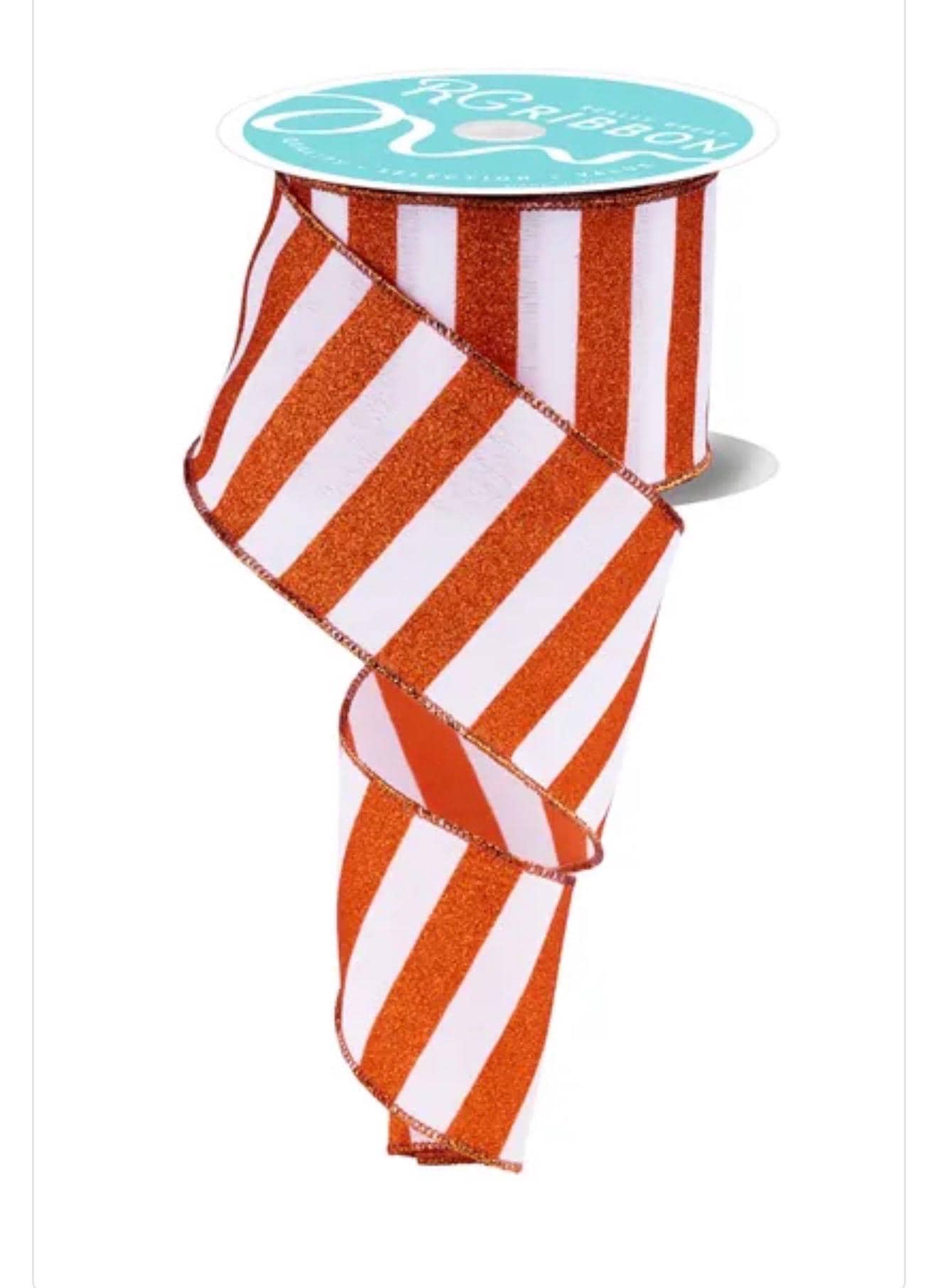 Orange White Glitter Stripe Ribbon Wired Edge Game Day Football Halloween Fall Ribbon Wreath Bow Making Ribbon 10 Yard Roll