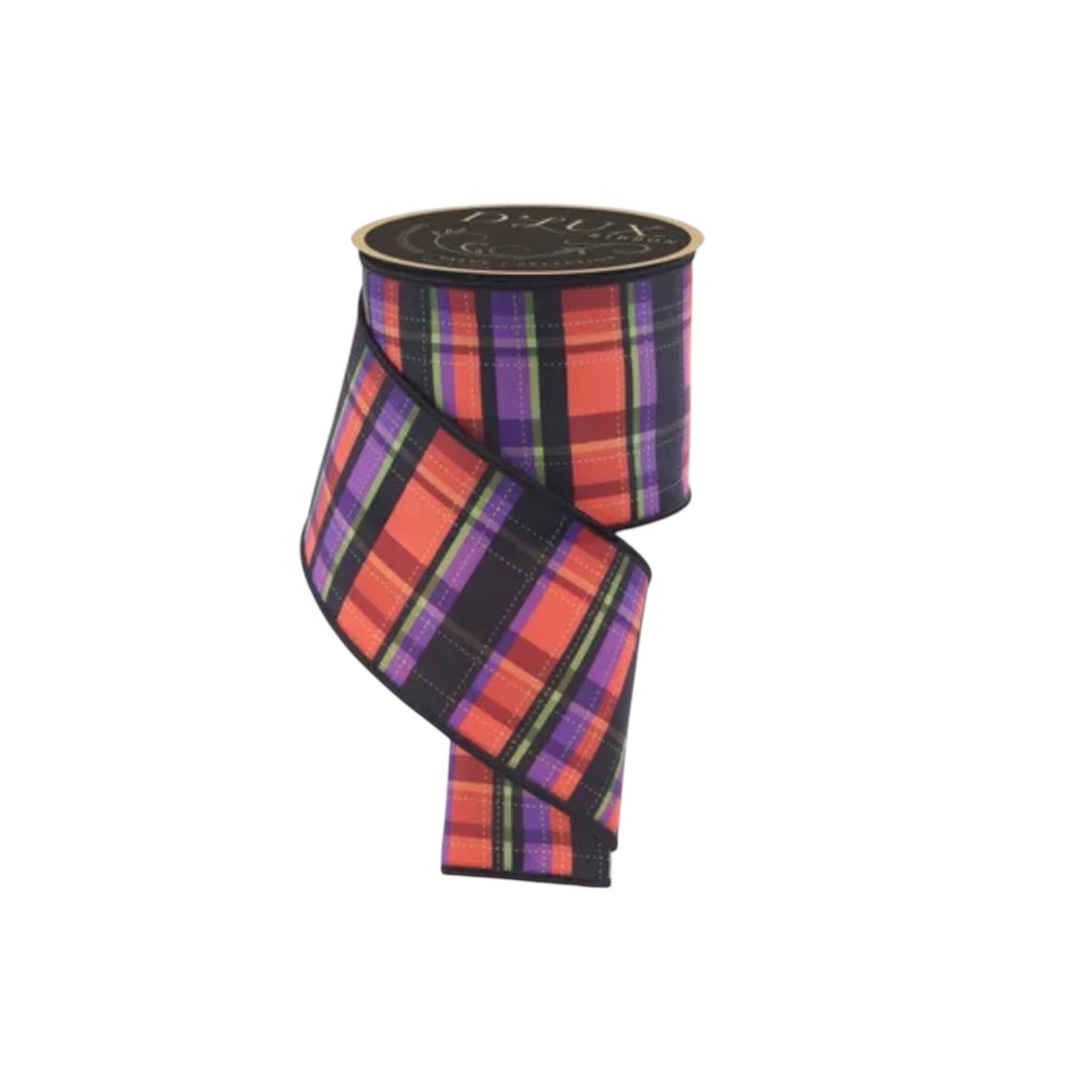Halloween Plaid Ribbon Fall Plaid Ribbon Wired Edge Ribbon Orange Purple Black Ribbon Wreath Ribbon Bow Making Ribbon 10 Yards