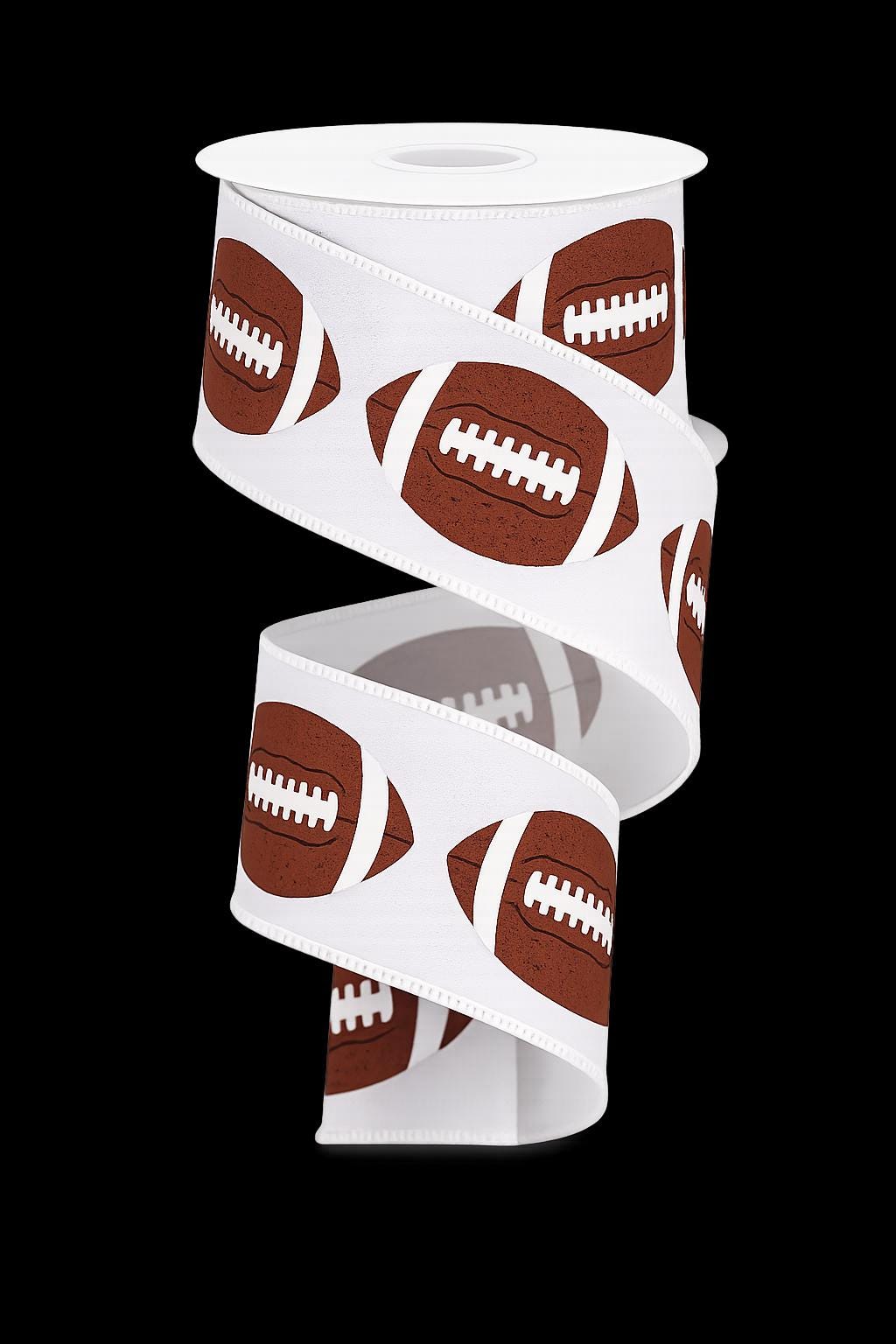 Football Ribbon, Brown and White Football Wired Ribbon, Game Day Ribbon, Football Wreath Ribbon, Team Spirit Decor, 2.5 Inch x 10 Yards