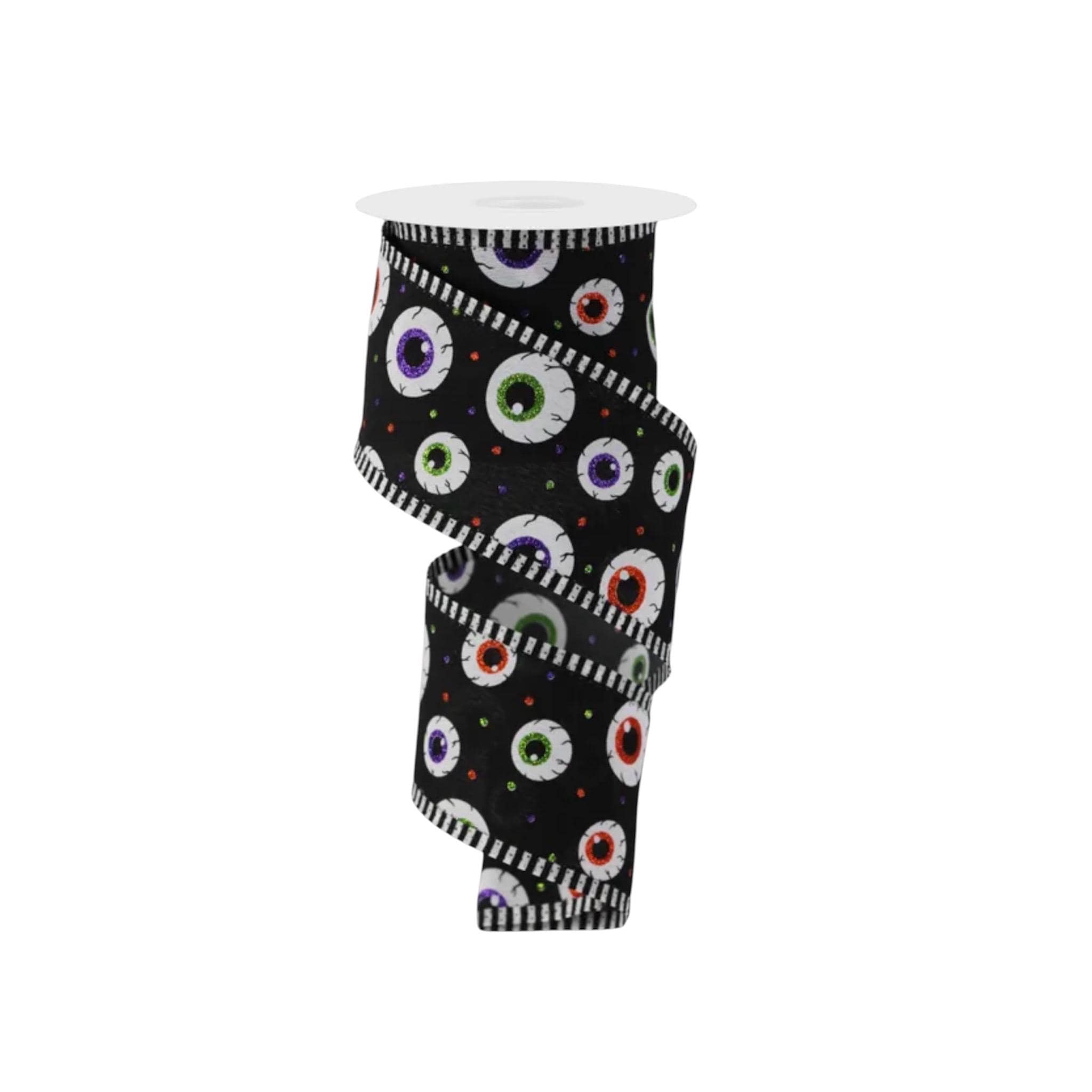 Halloween Eyeball Wired Ribbon – Spooky Black Ribbon