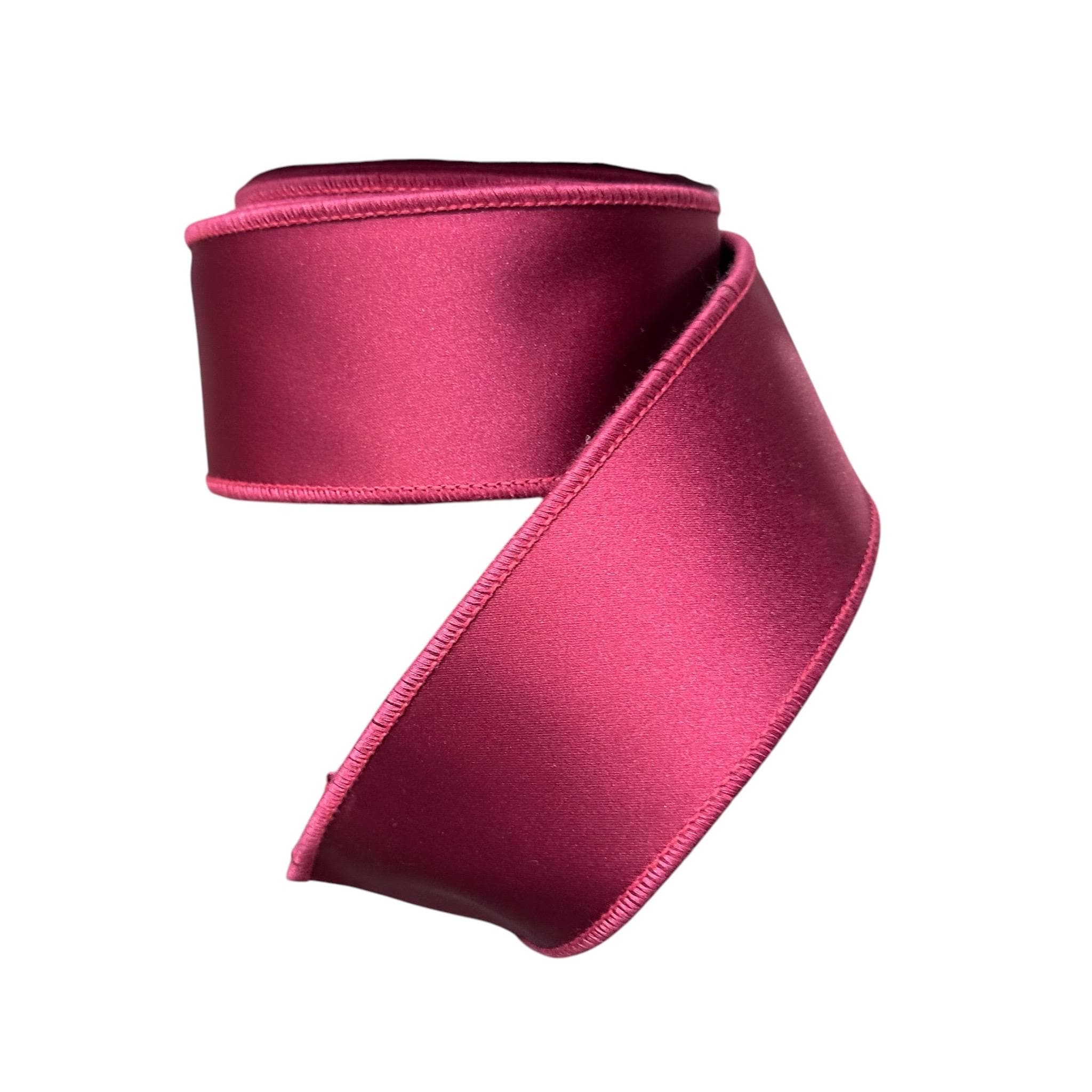 ohn Mark Fuchsia Satin Wired Ribbon | Premium Designer Ribbon for Wreaths, Bows & Floral Designs