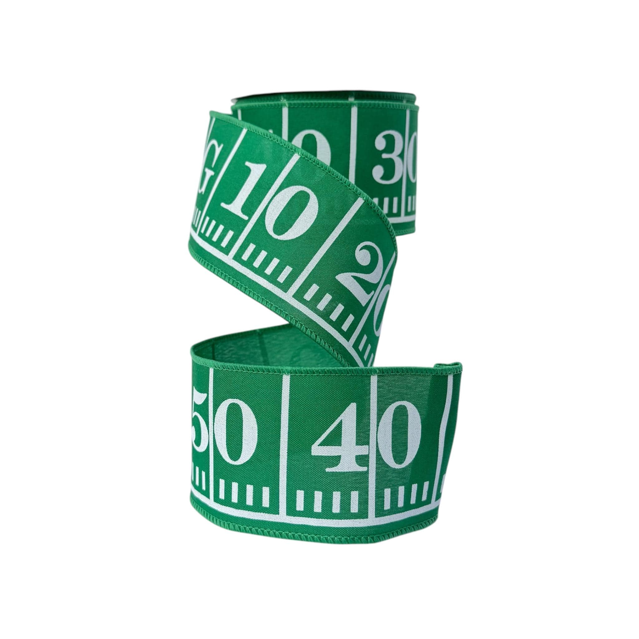 Football Field Wired Ribbon – Green Game Day Ribbon, 2.5" x 10 Yards
