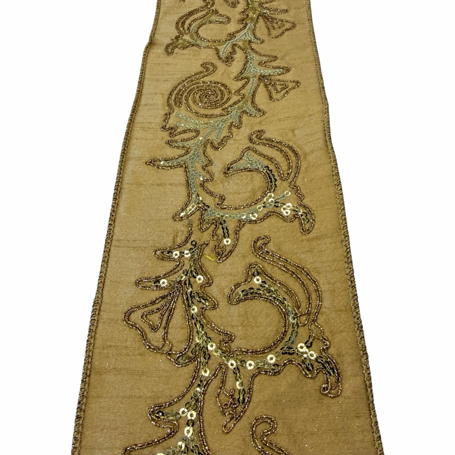 Vintage Christmas Ribbon, Embroidered Gold Wired Ribbon, Christmas Ribbon, Sequins Luxury Ribbon, Christmas Tree Ribbon Decor Wreath Ribbon