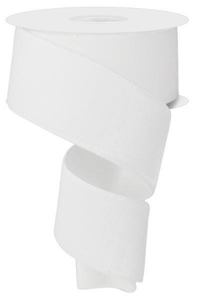 White Velvet Ribbon, Christmas Ribbon, Designer Ribbon for Wreaths, Tree Decor, Bow Making & Gift Wrapping