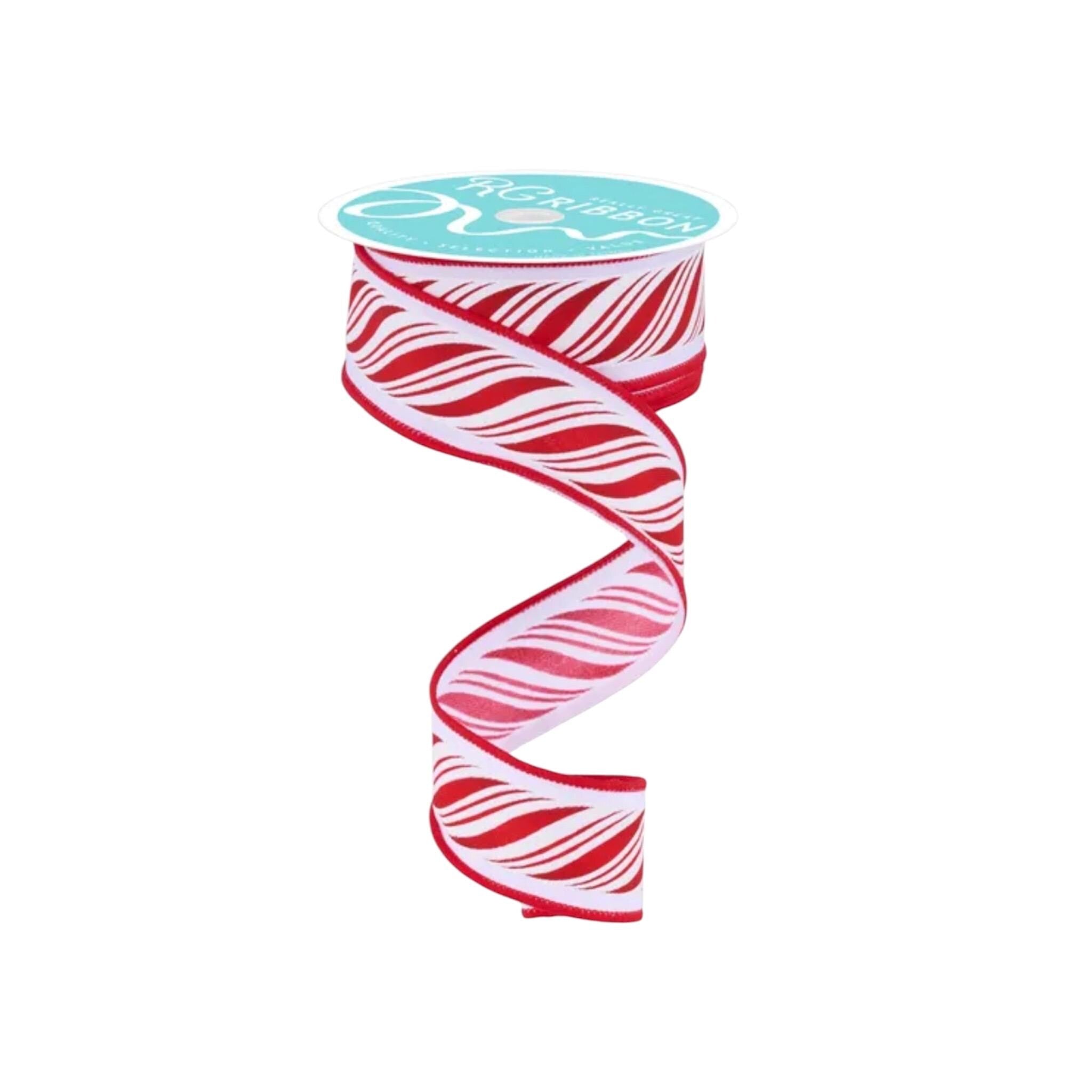 Candy Cane Christmas Ribbon, Peppermint Wired Ribbon, Holiday Ribbon, Bow Making Ribbon, Designer Ribbon, Christmas Decor