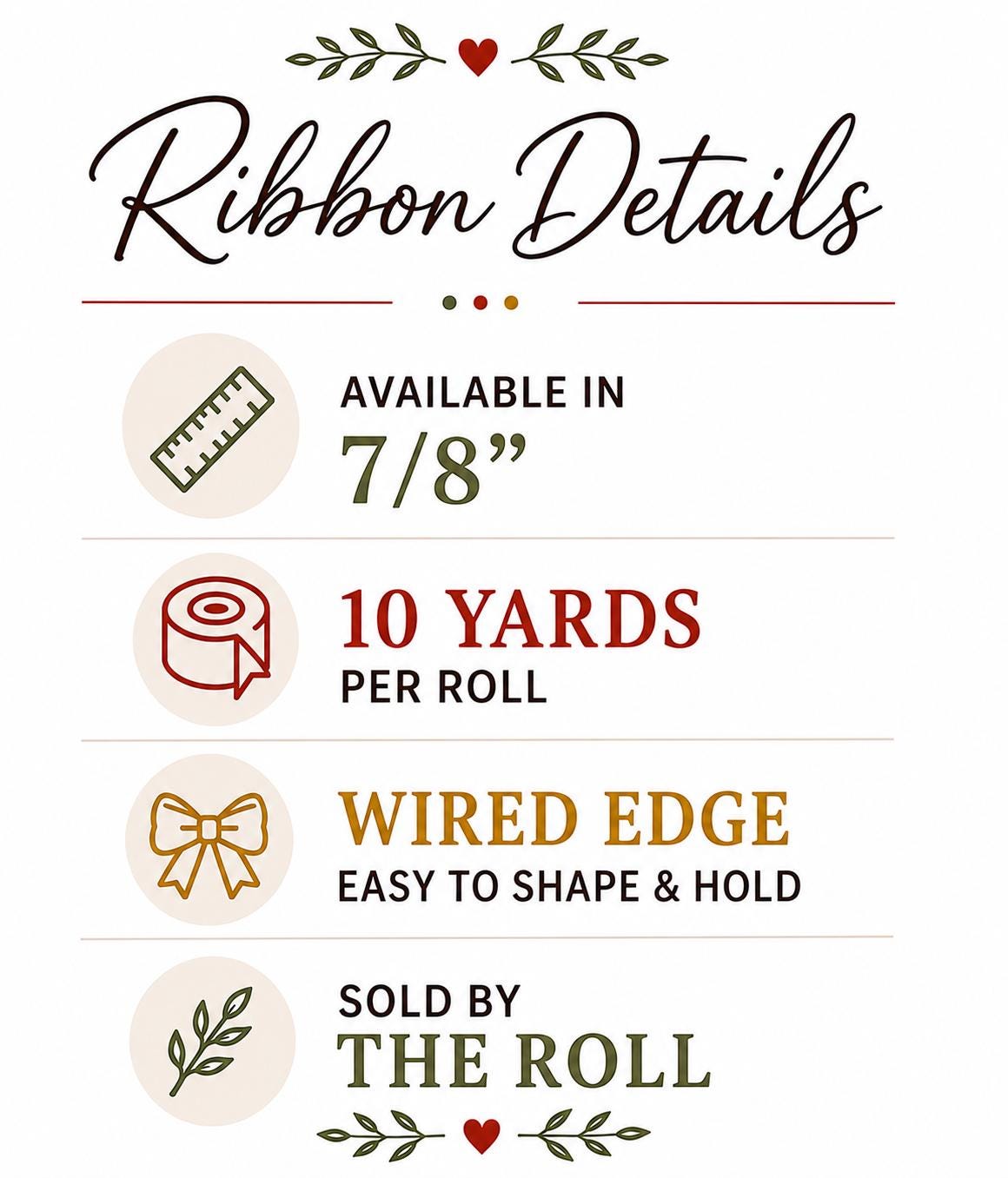 Red Glitter Wired Ribbon – 7/8" x 10 Yards